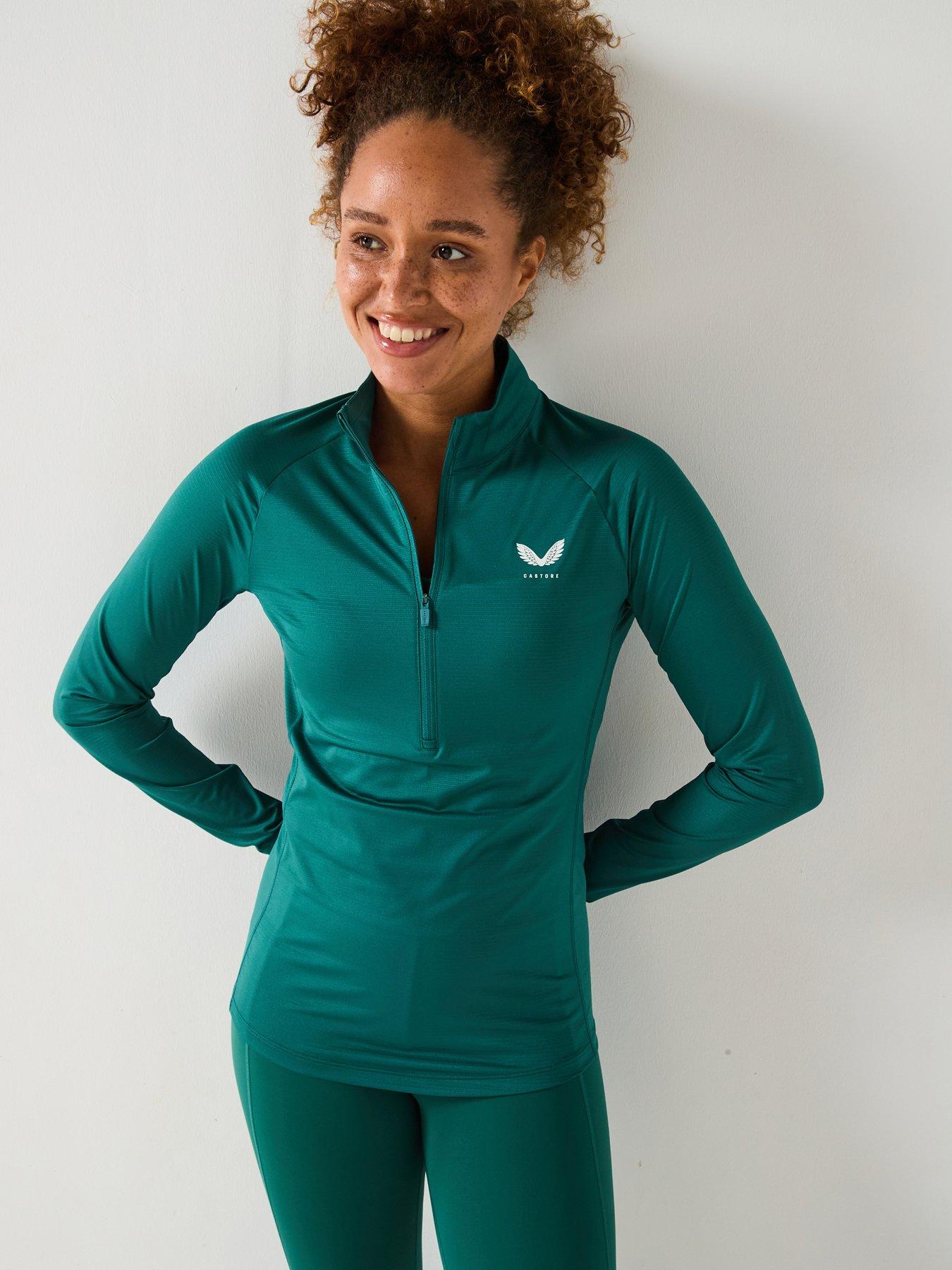 Castore Women's Training Adapt Half Zip Long Sleeve Top, Green, Size Xs, Women