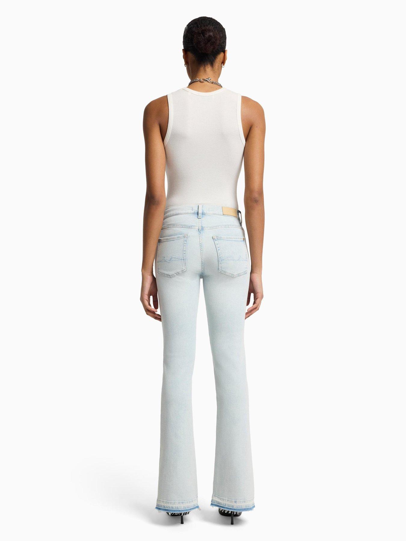 Image 4 of 6 of 7 FOR ALL MANKIND Bootcut Tailorless Jeans With Unrolled Hem - Light Blue
