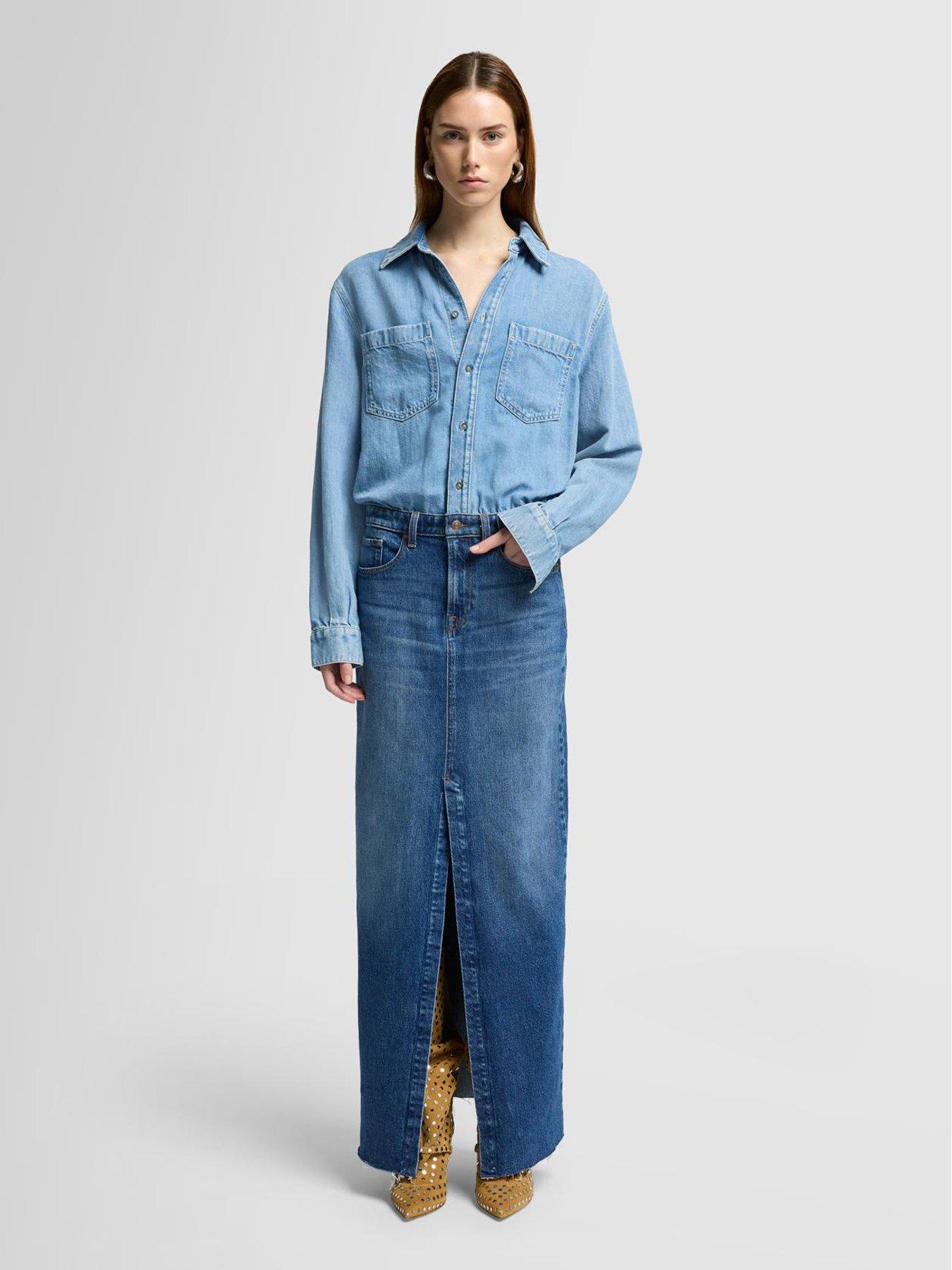Image 1 of 5 of 7 FOR ALL MANKIND Ipanema 2 In 1 Denim Maxi Dress - Blue