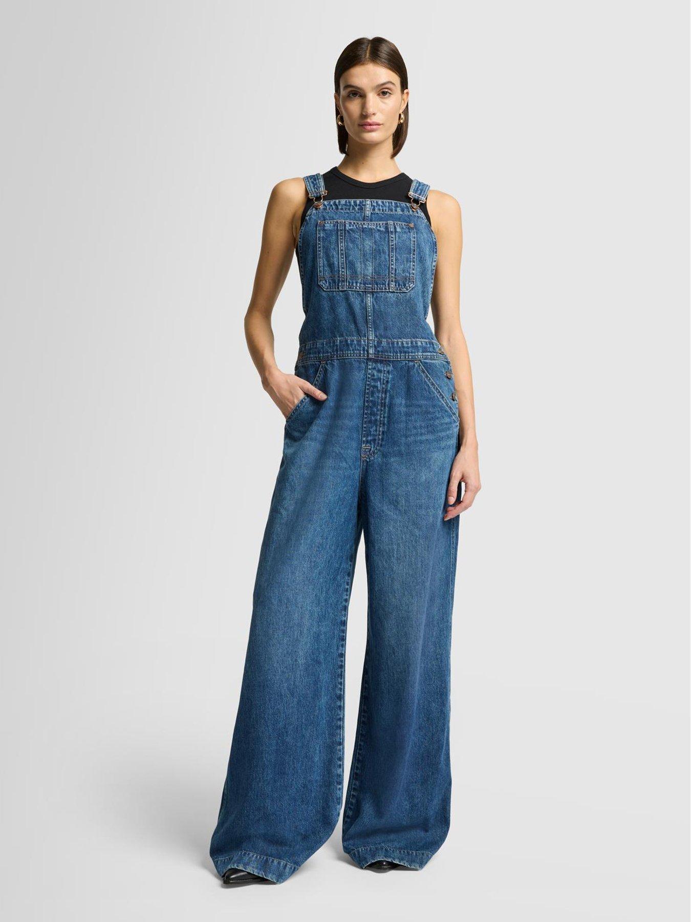 undefined Wide Leg Denim Dunagrees