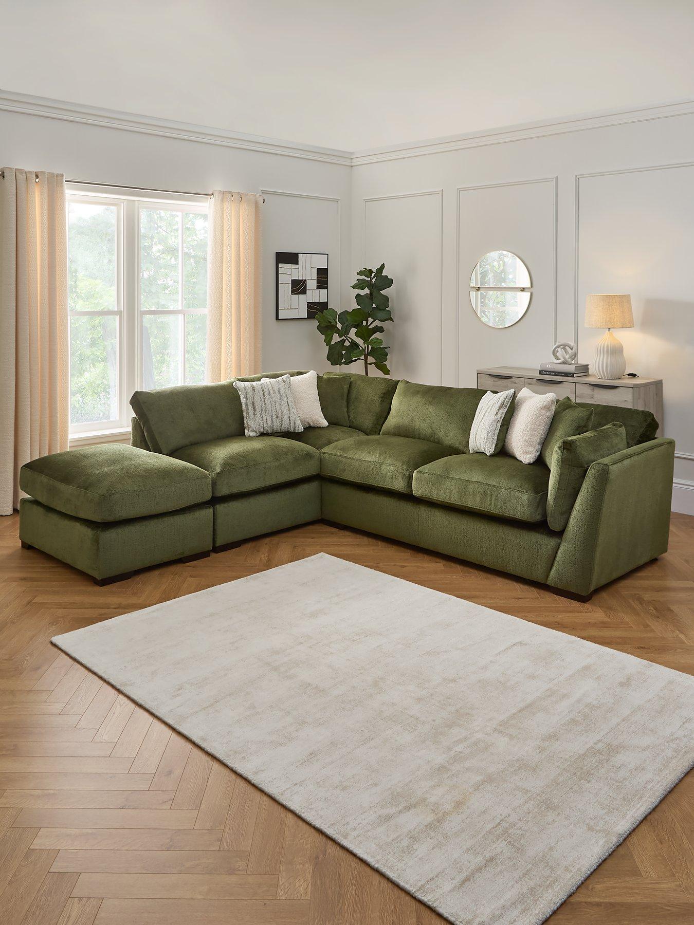 undefined Anniston Fabric Left Hand Corner Chaise Sofa with Footstool