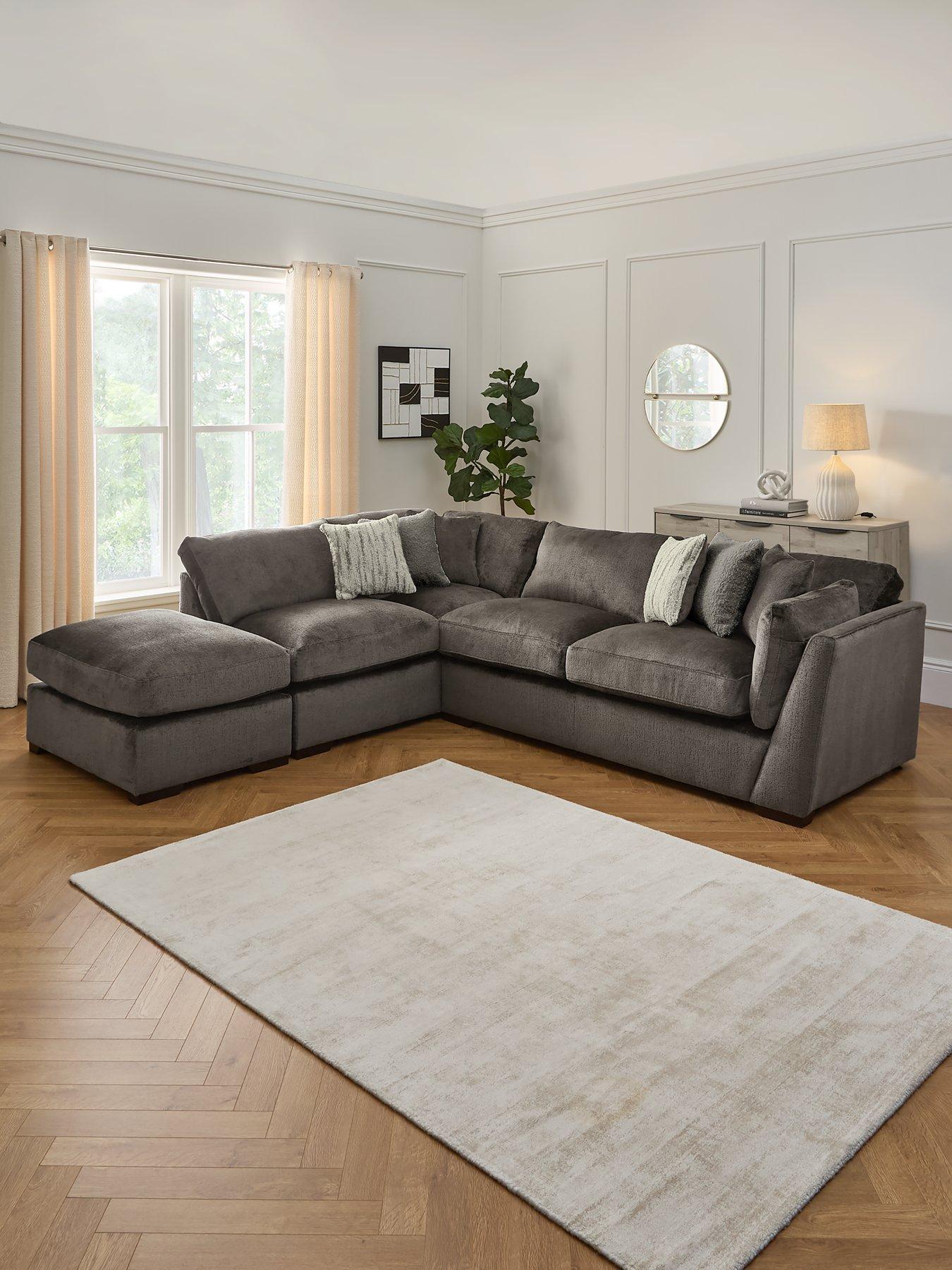 undefined Anniston Fabric Left Hand Corner Chaise Sofa with Footstool
