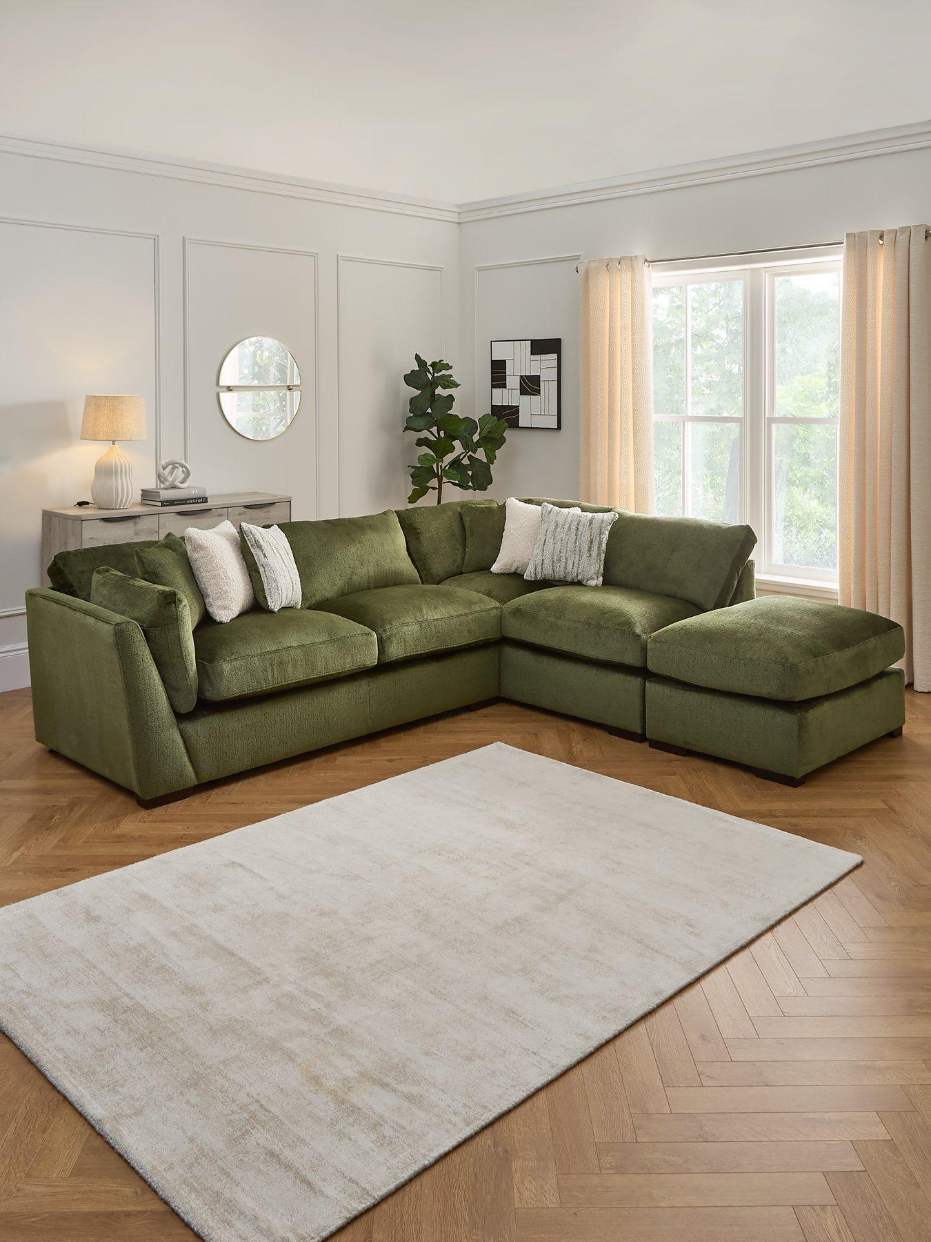 undefined Anniston Fabric Right Hand Corner Chaise Sofa with Footstool
