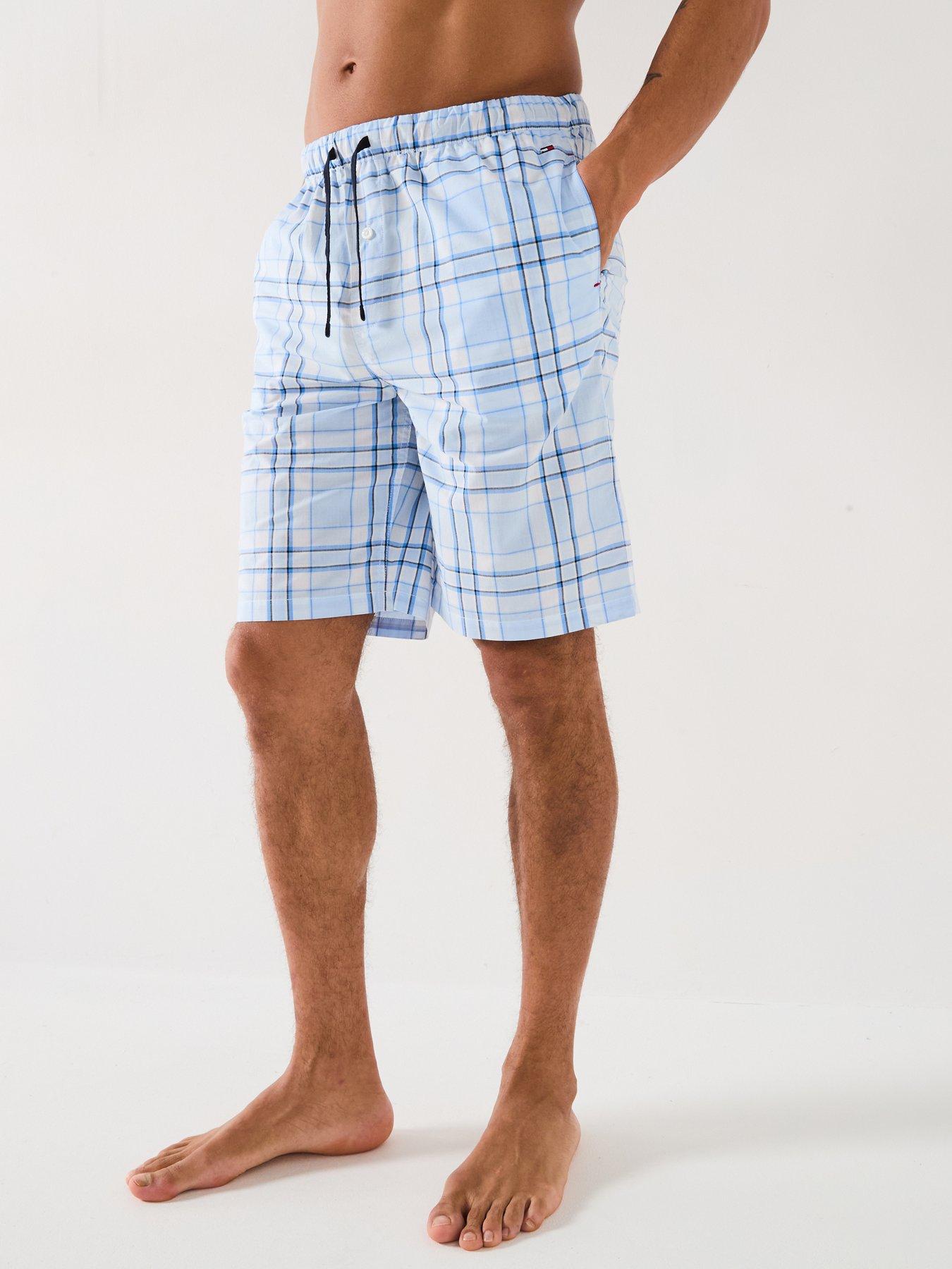 undefined Woven Print Drawstring Loungewear Bottoms - Light Blue