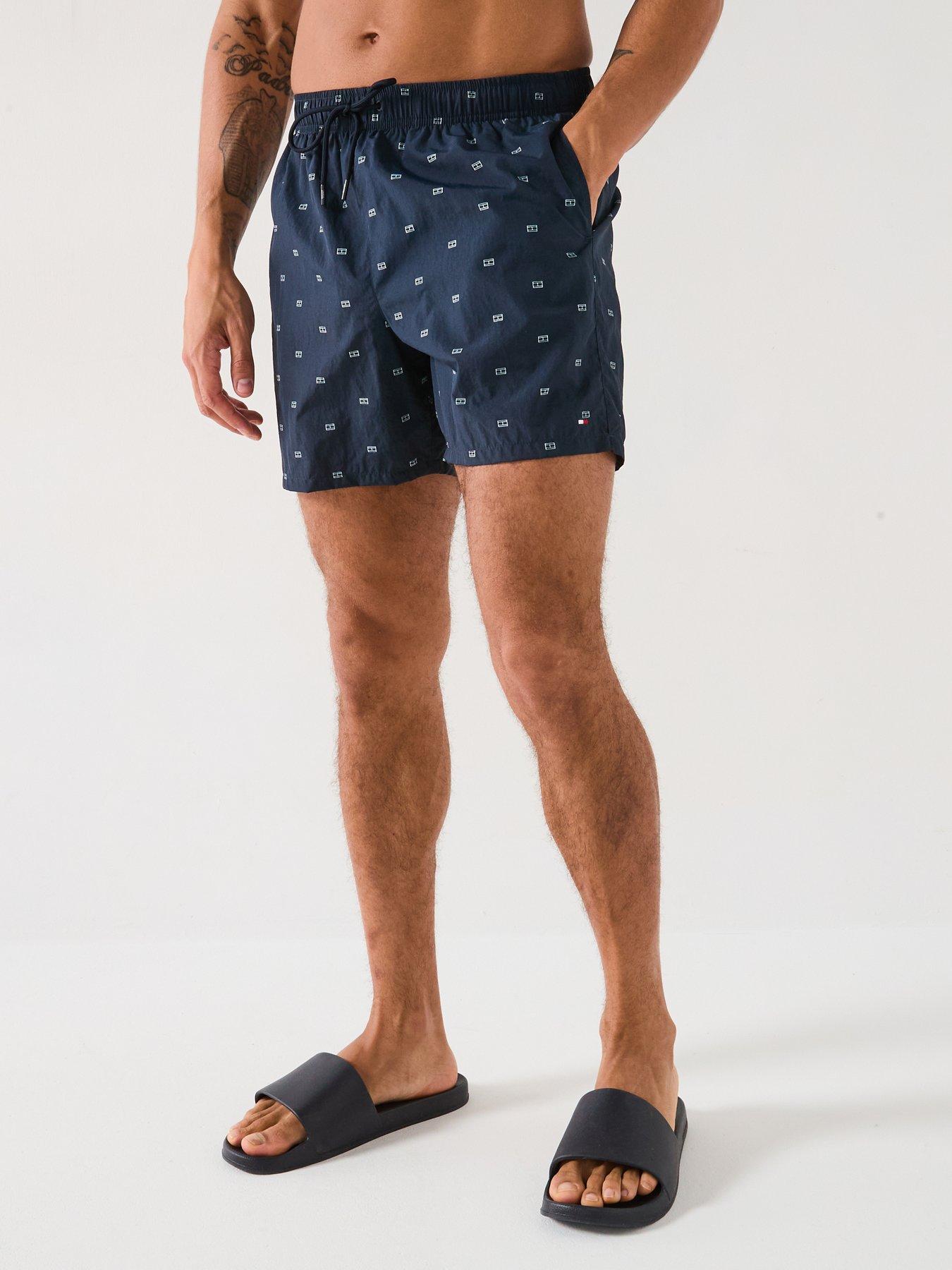 undefined Medium Drawstring Flag Print Swim Shorts - Navy