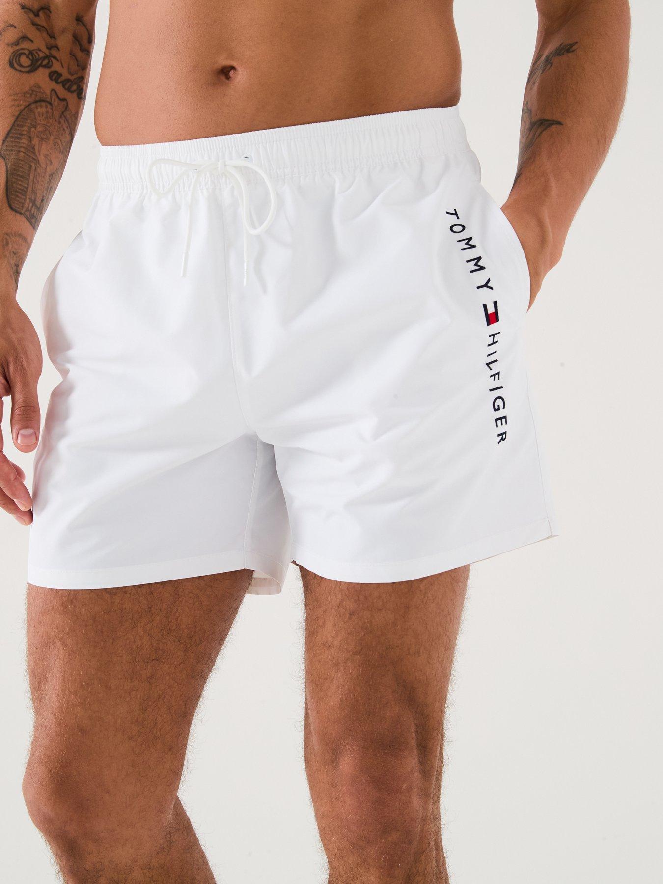 Image 4 of 6 of Tommy Hilfiger Medium Drawstring Swim Shorts - White