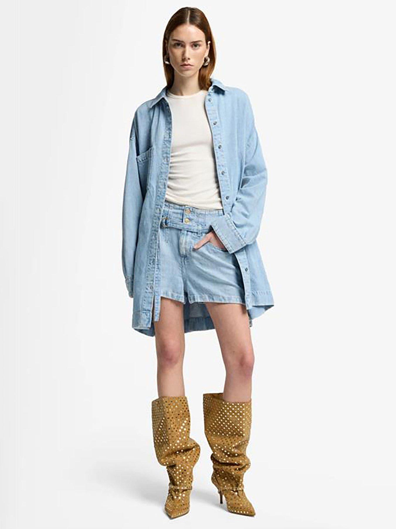 7 FOR ALL MANKIND Belted Shorts - Light Wash