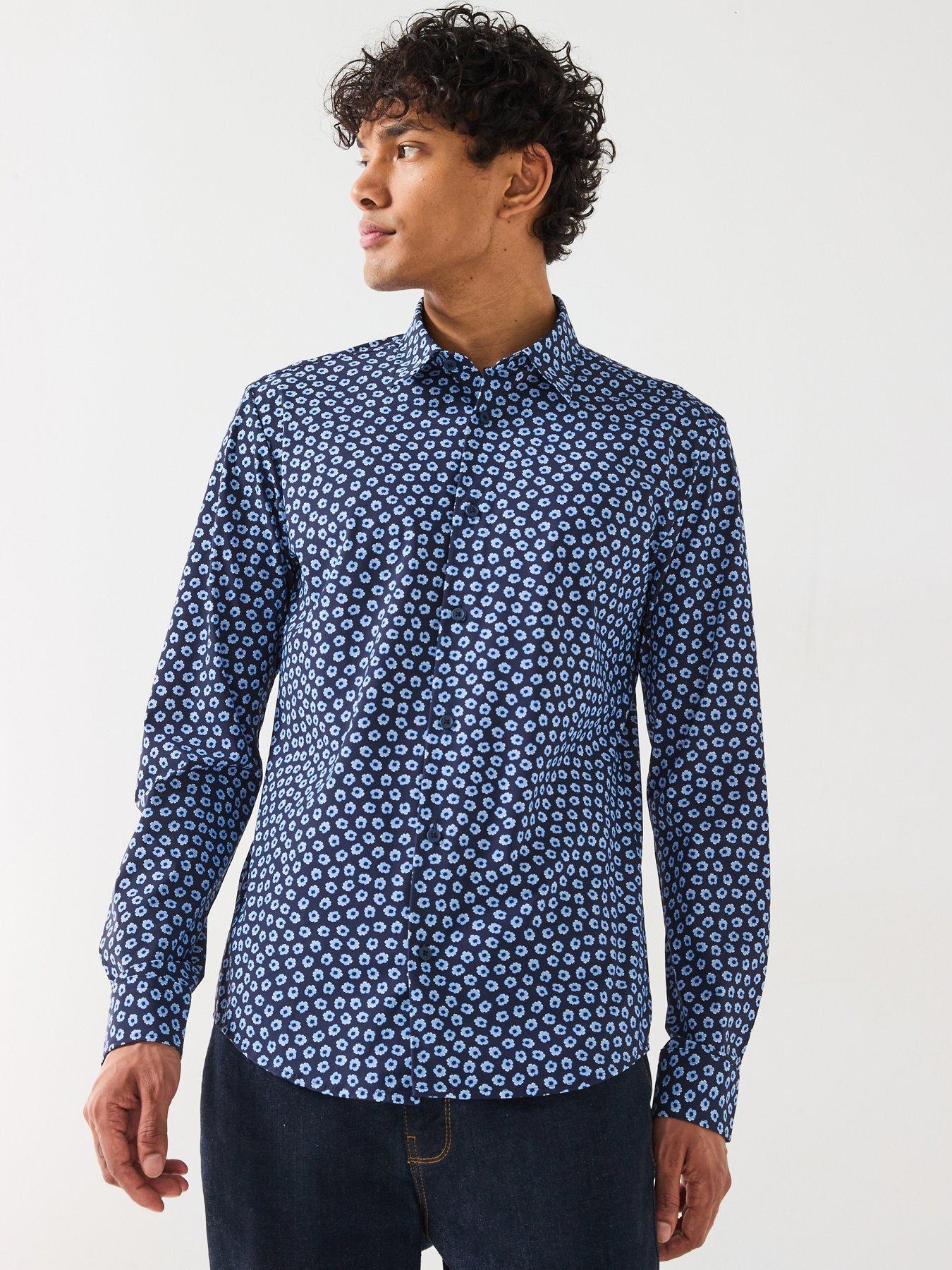 undefined P-Roan Pattern Long Sleeve Shirt- Dark Blue