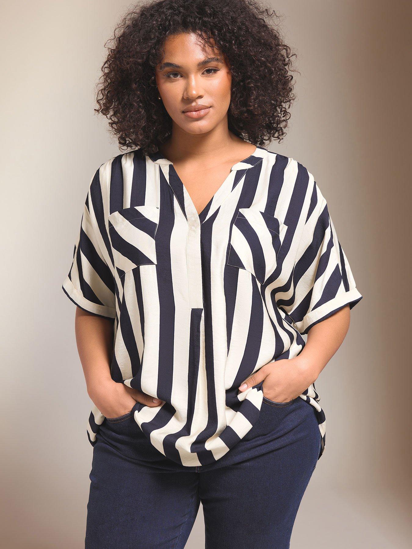 undefined Striped Overhead Utility Shirt - Blue