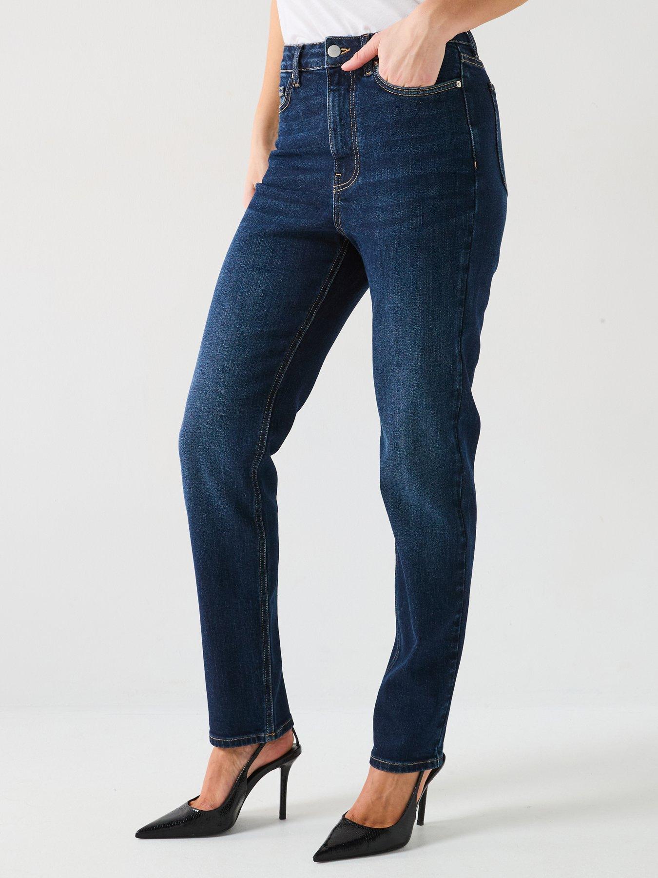 undefined Slim Fit High Waist Jeans - Dark Wash