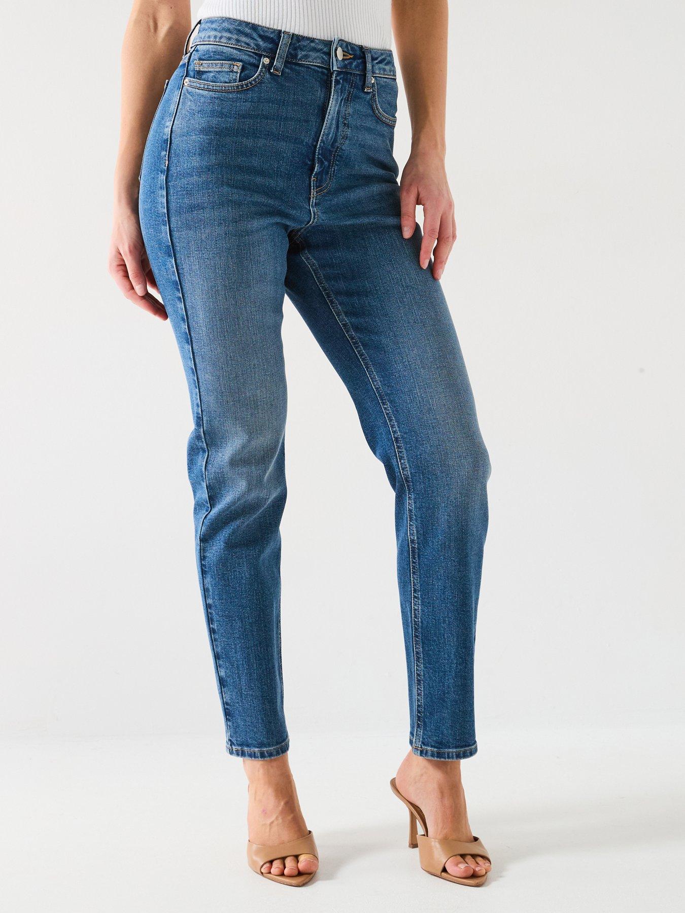 Image 1 of 6 of V by Very Slim Fit High Waist Jeans - Midi Wash