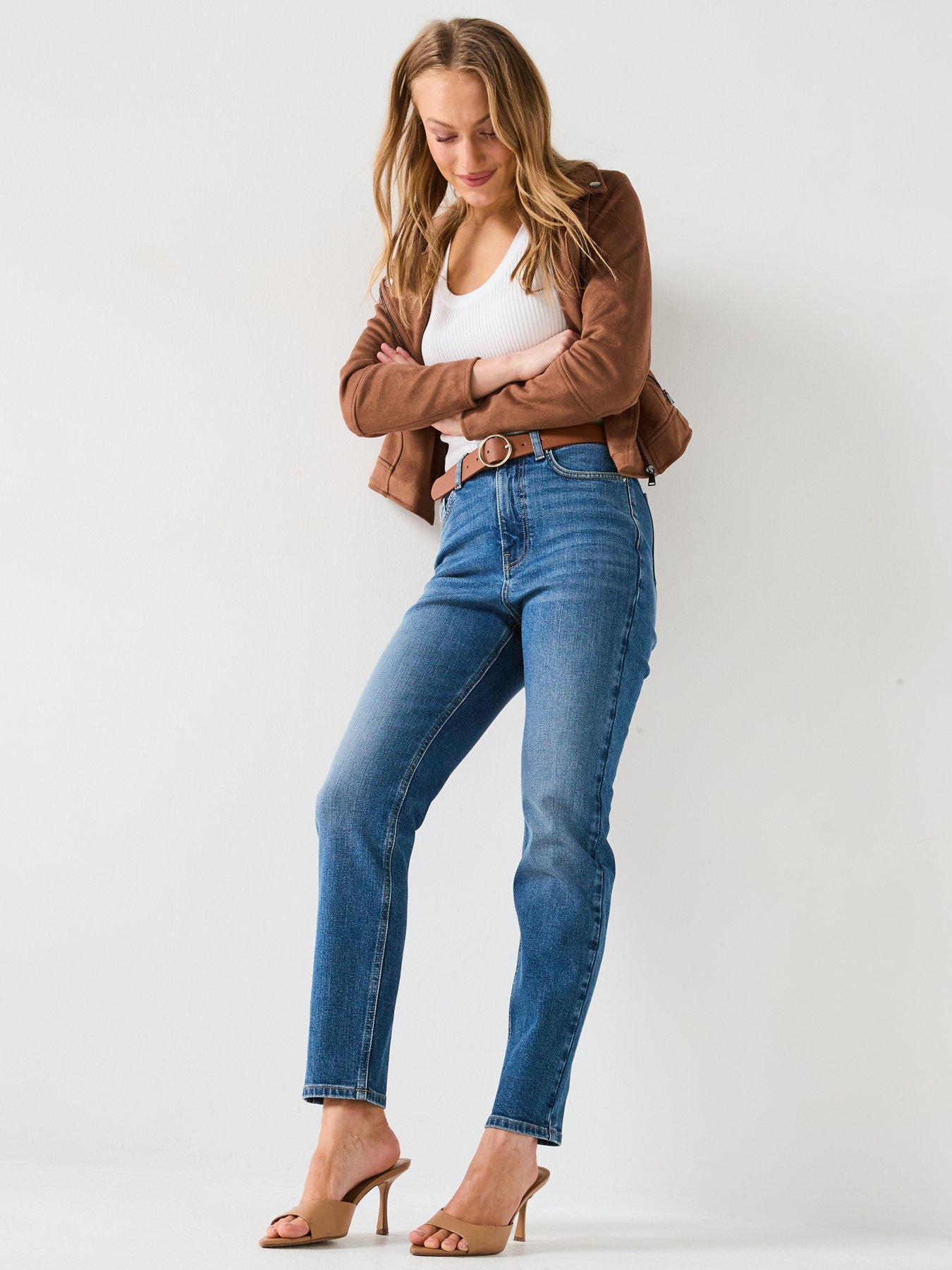 Image 6 of 6 of V by Very Slim Fit High Waist Jeans - Midi Wash