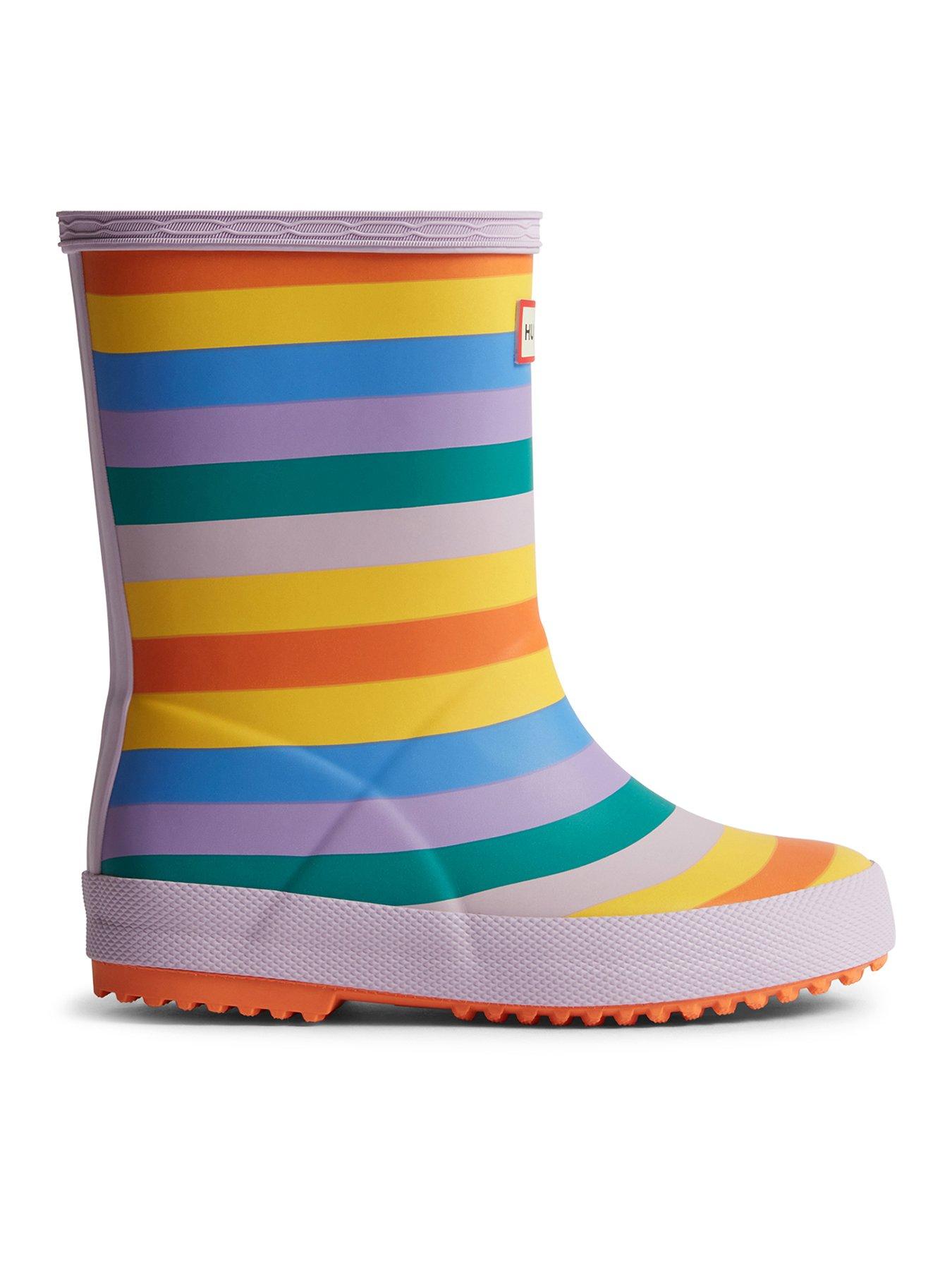Hunter Kids First Rainbow Wellington Boots, Multi, Size 2 Older