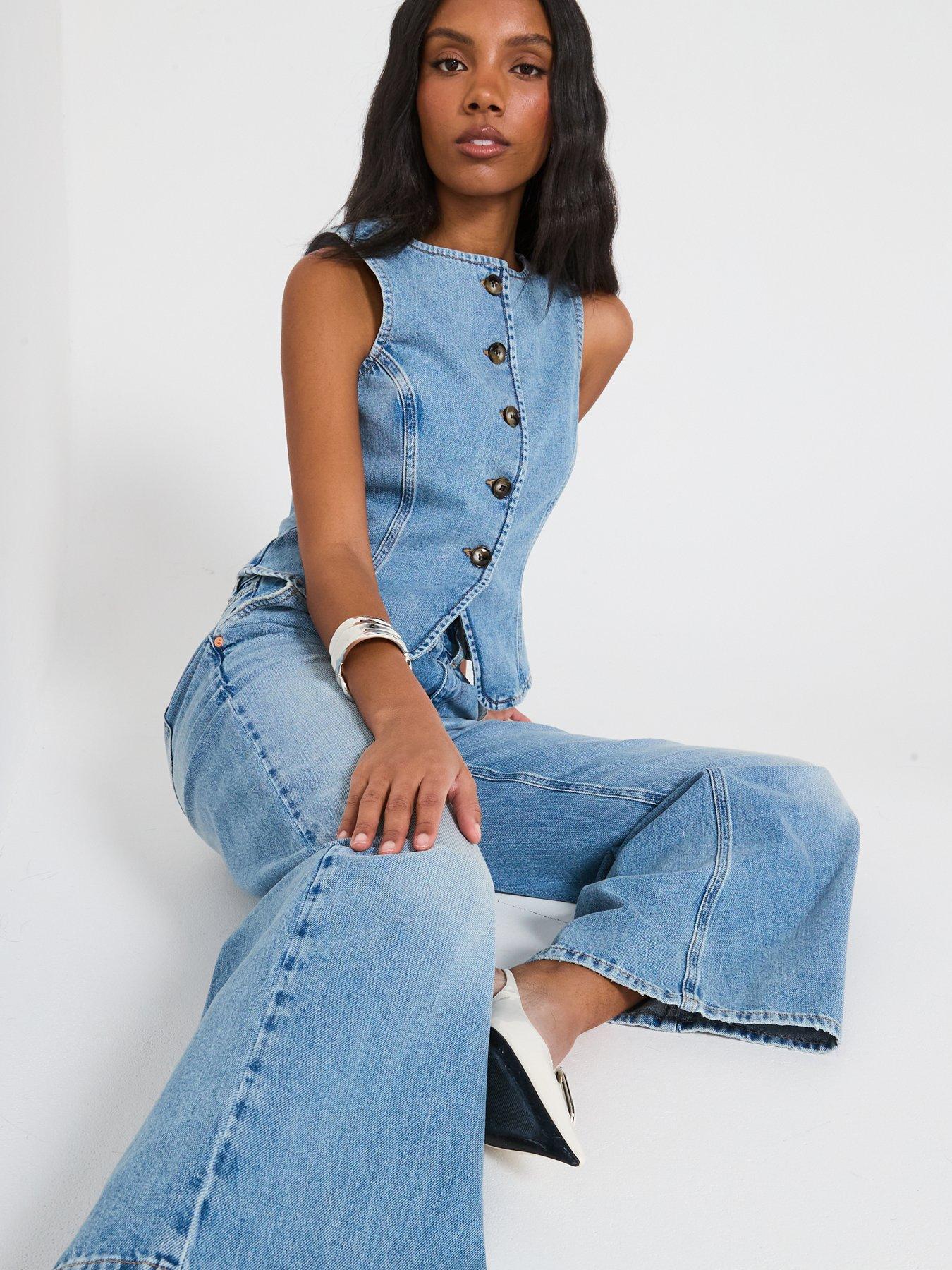V by Very Denim Co-Ord High Waist Jeans Mid Wash Very