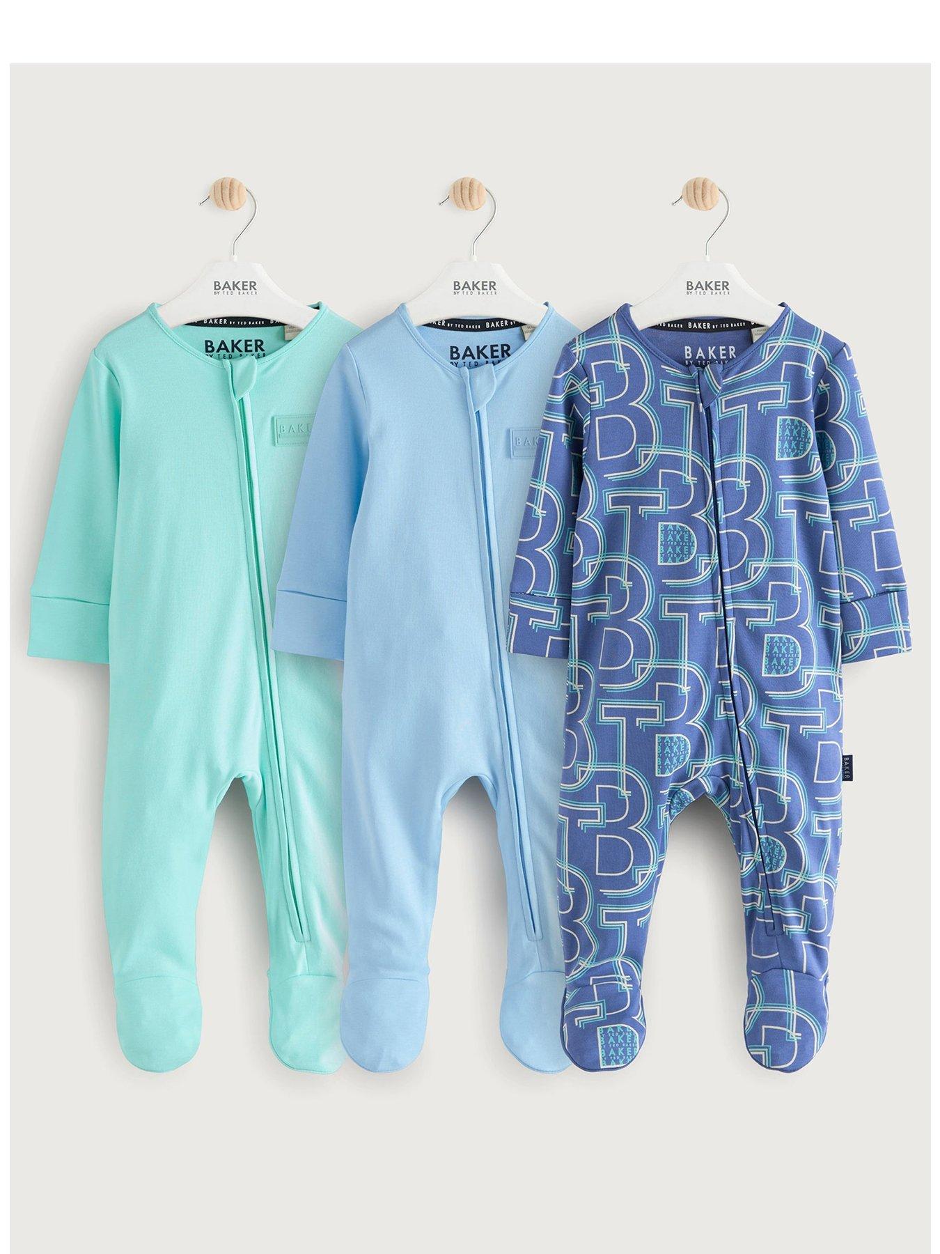 Image 1 of 7 of Ted Baker Baby Boys 3 Pack Sleepsuit - Multi