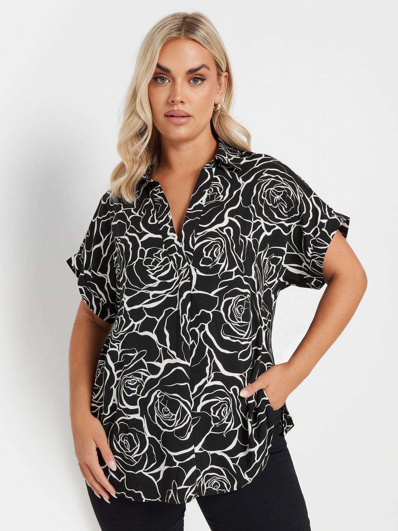 Image 1 of 4 of Yours Curve Floral Print Blouse - Black