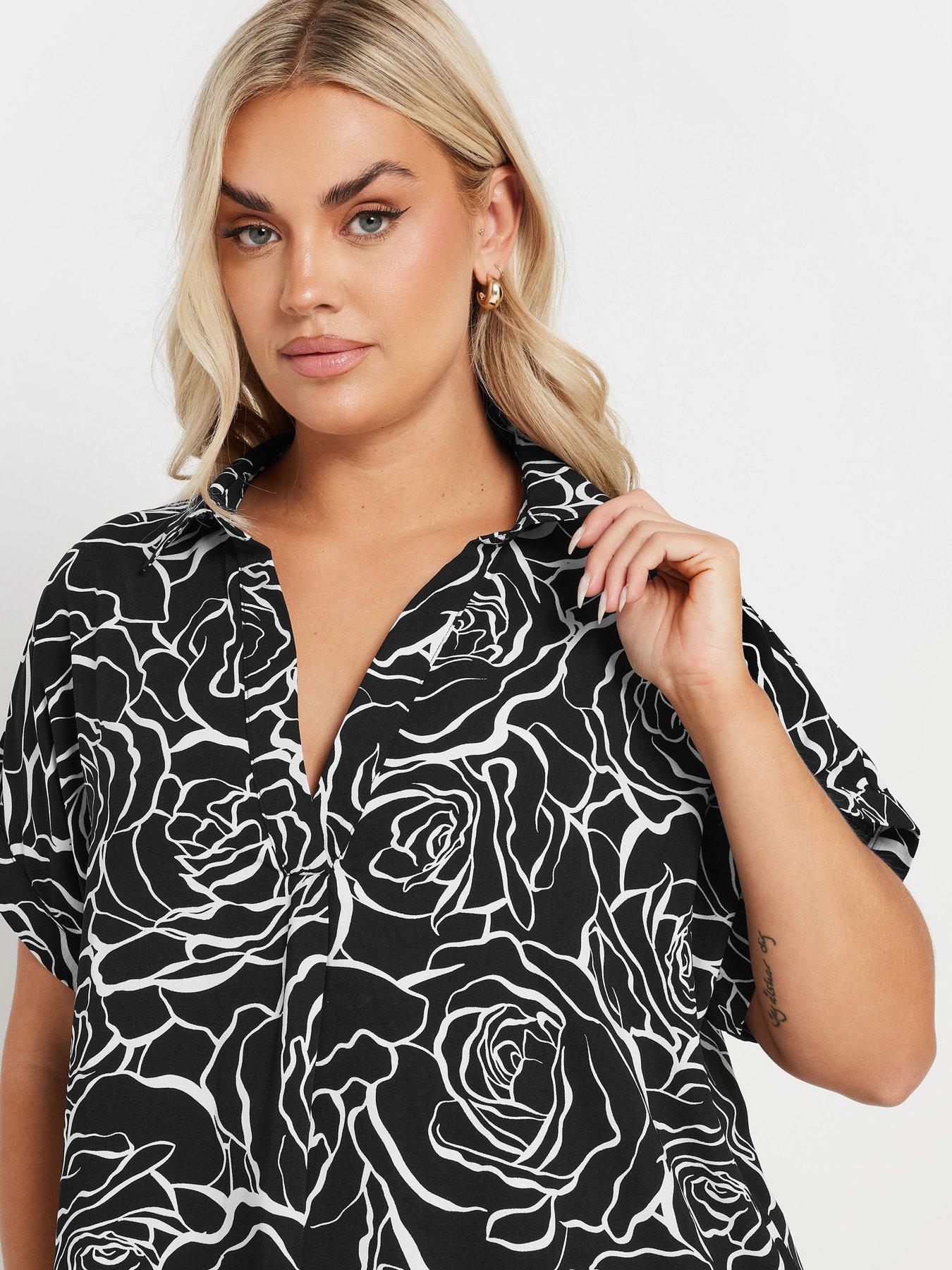 Image 4 of 4 of Yours Curve Floral Print Blouse - Black