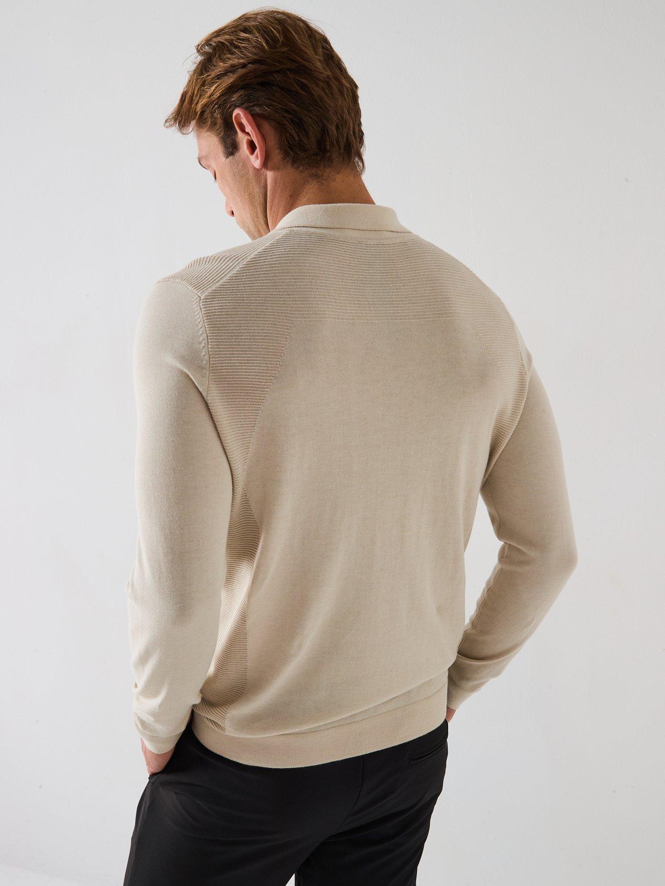 Image 2 of 6 of BOSS Momentum Lite 1/4 Zip Cotton Knitted Jumper- Open Beige
