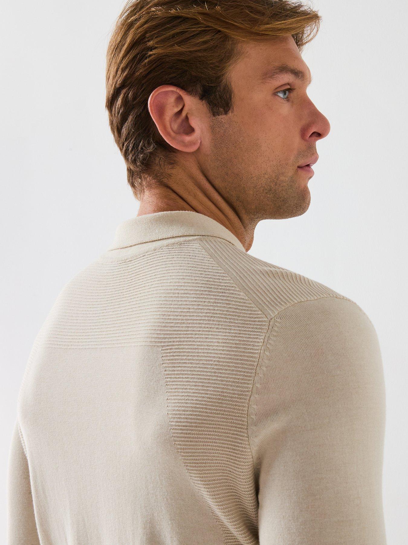 Image 4 of 6 of BOSS Momentum Lite 1/4 Zip Cotton Knitted Jumper- Open Beige