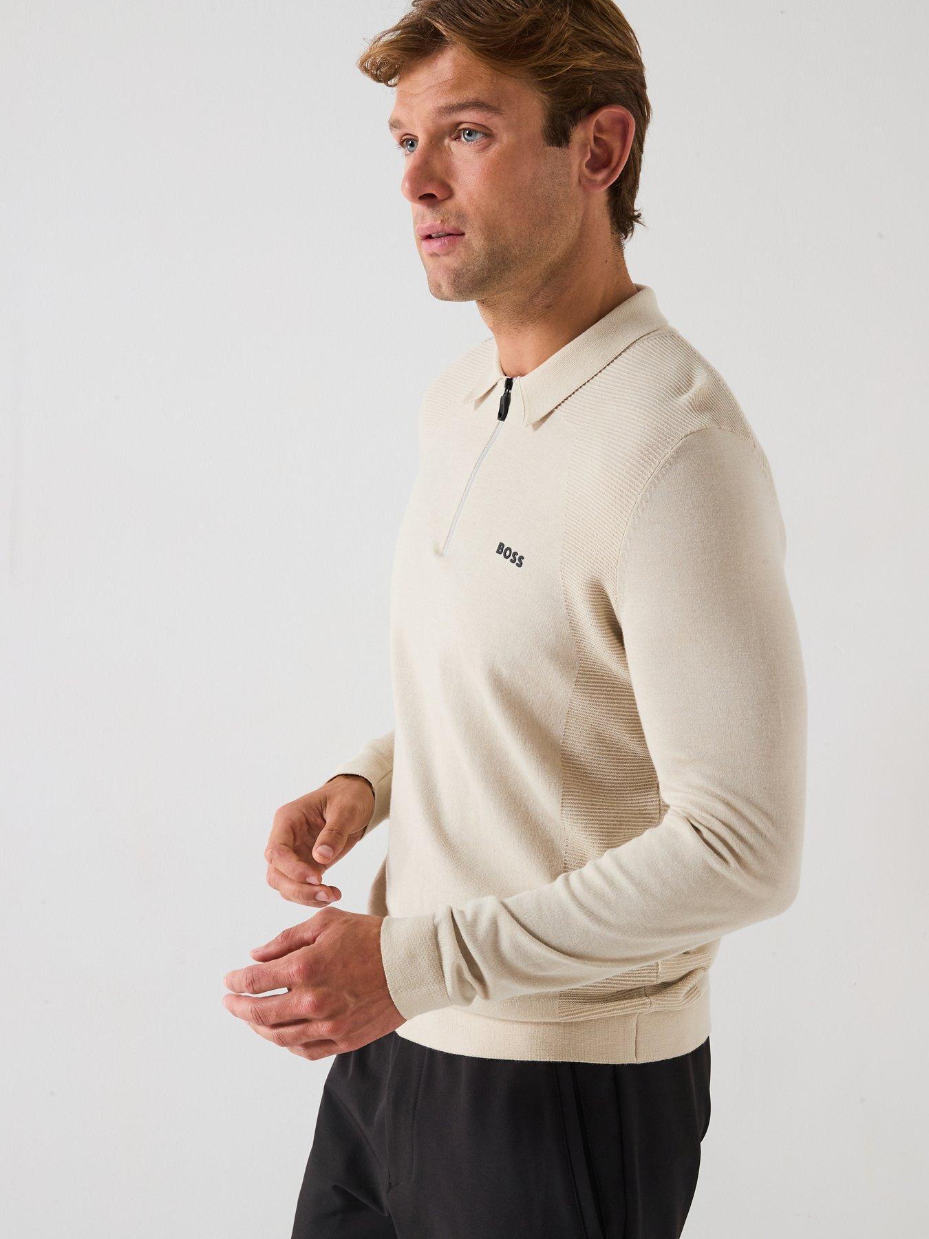 Image 5 of 6 of BOSS Momentum Lite 1/4 Zip Cotton Knitted Jumper- Open Beige