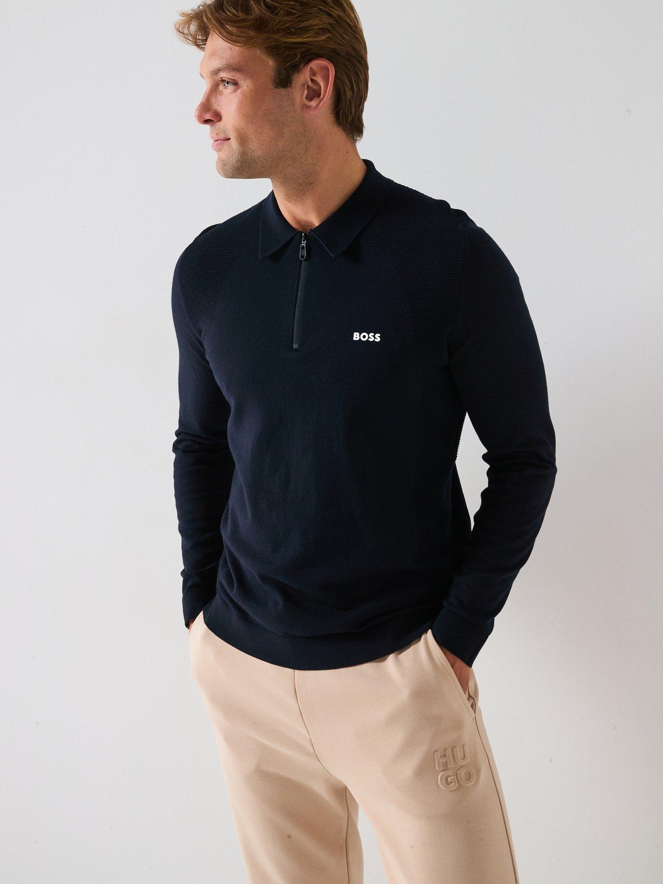 undefined Boss Momentum Lite 1/4 Zip Cotton Knitted Jumper-dark Blue