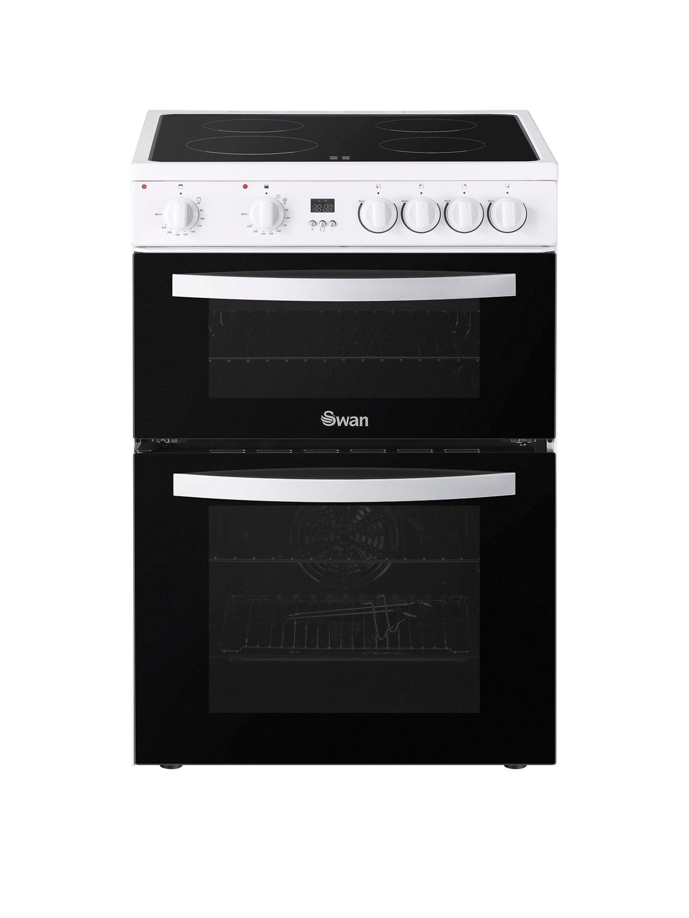 Image 1 of 6 of Swan SX16720W 60cm Electric Twin Oven Ceramic Hob Cooker - White
