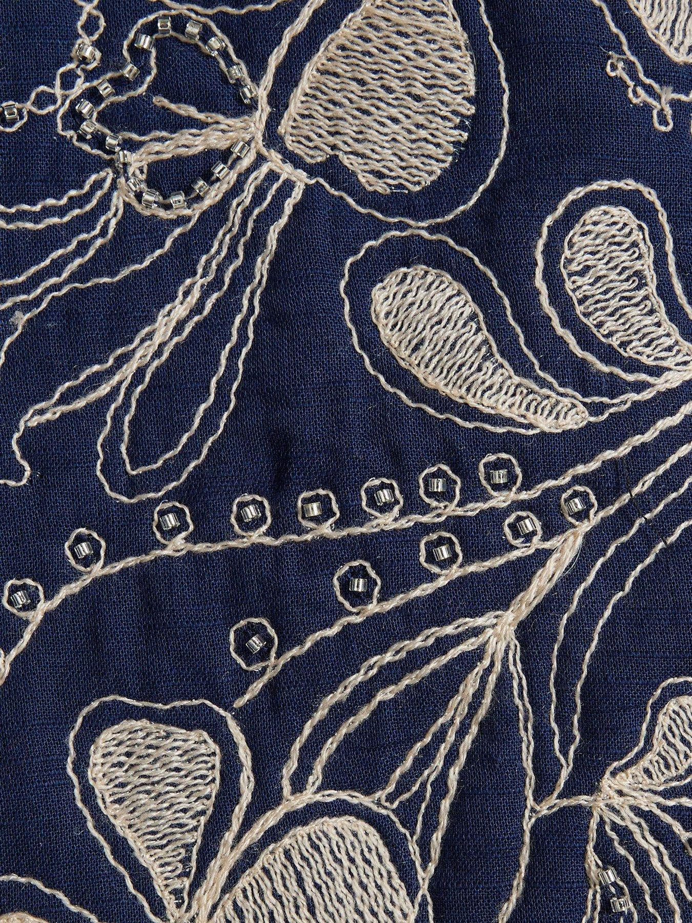 Image 6 of 6 of River Island Floral Studded Jacket - Navy