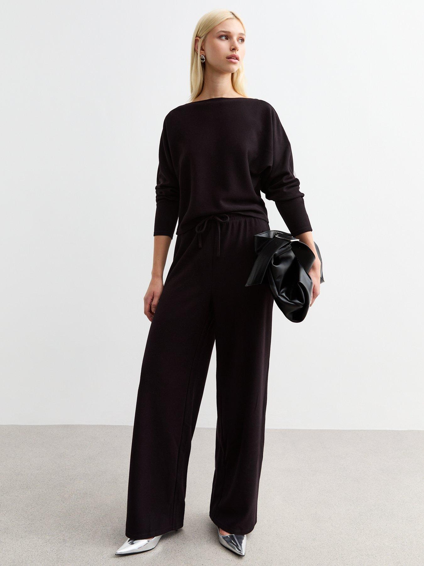 undefined Black Soft Touch Long Batwing Sleeve Top
