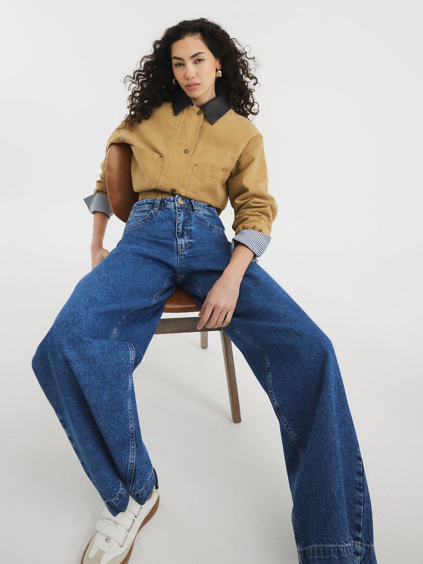 undefined Oversized Barrel Jeans - Medium Blue