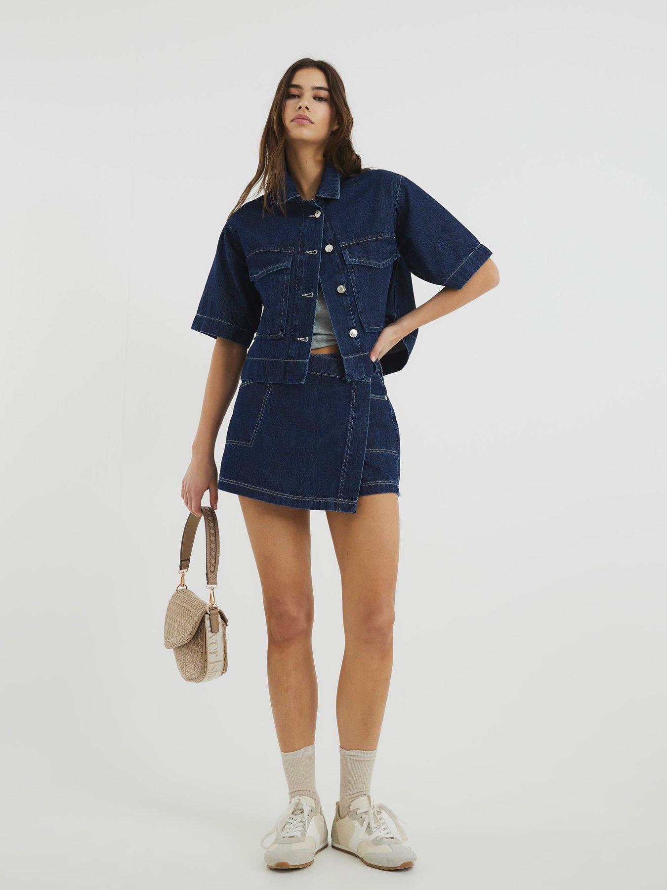 undefined Wrap Denim Skort - Blue