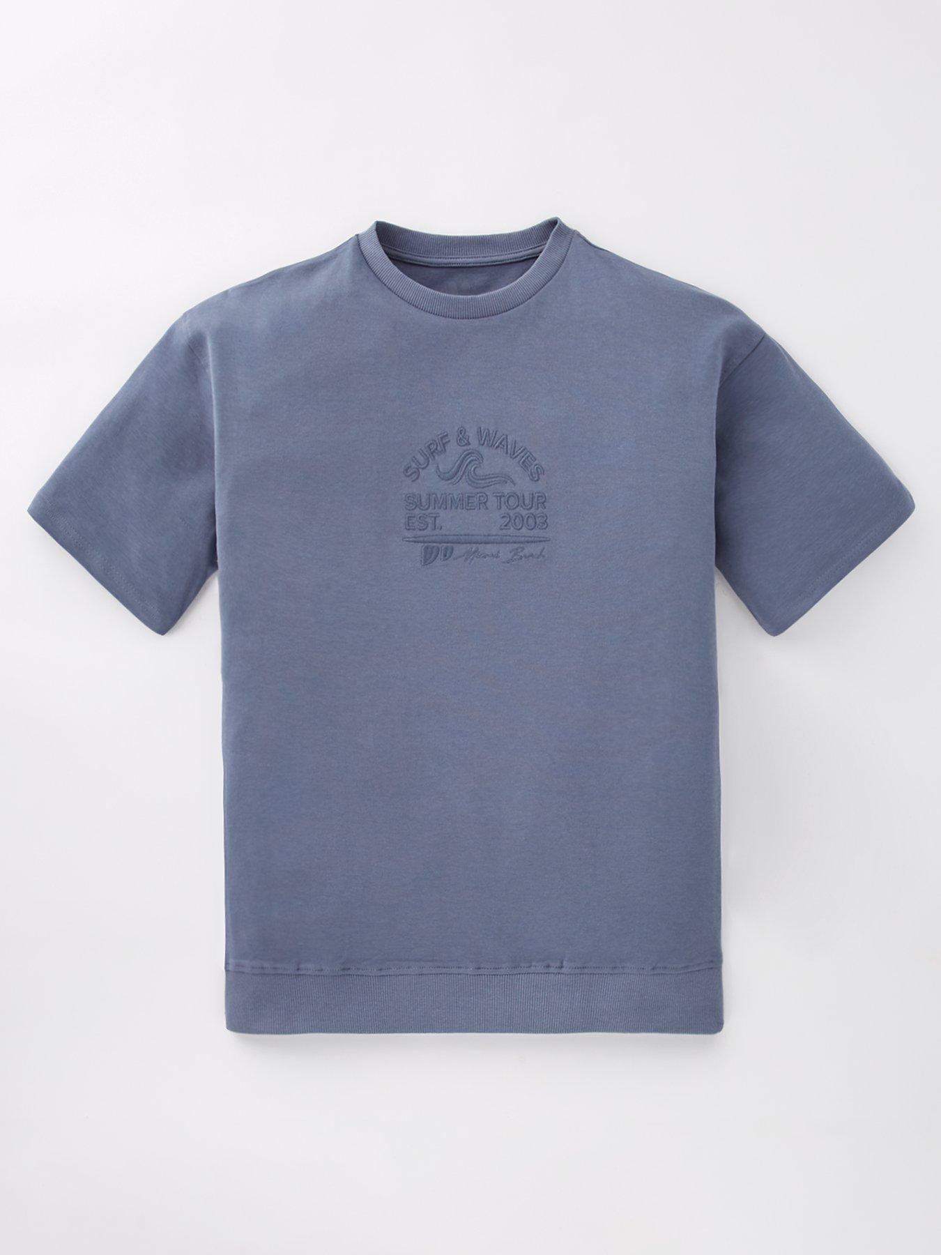 undefined Boys Sweat T-Shirt With Chest Embroidery - Blue