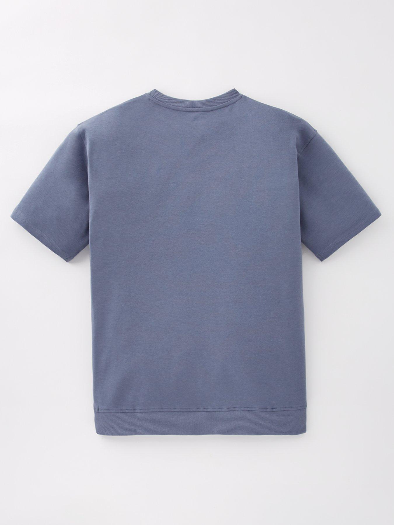 Image 2 of 4 of V by Very Boys Sweat T-Shirt With Chest Embroidery - Blue