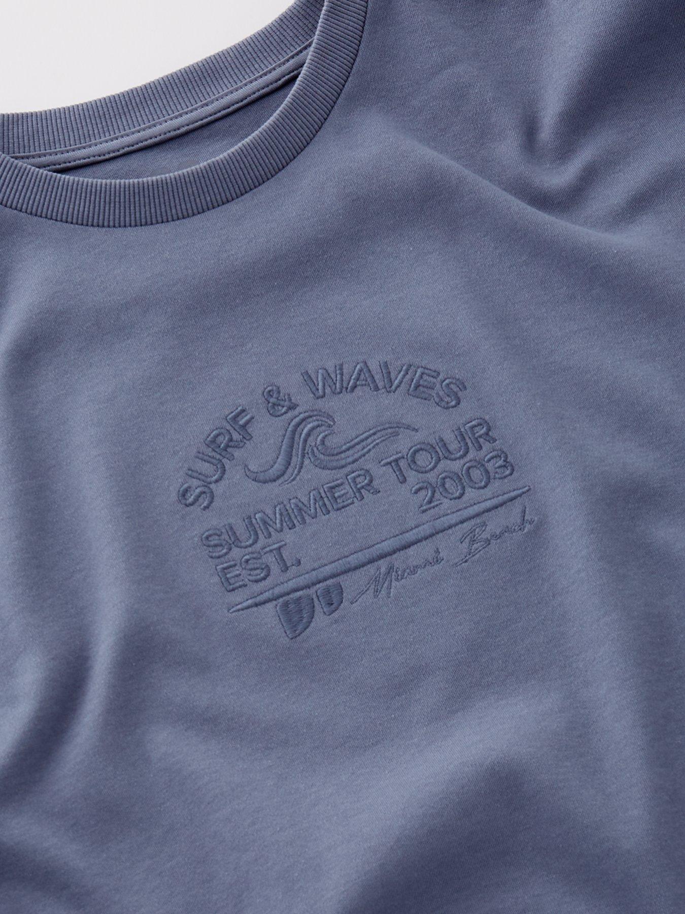 Image 3 of 4 of V by Very Boys Sweat T-Shirt With Chest Embroidery - Blue