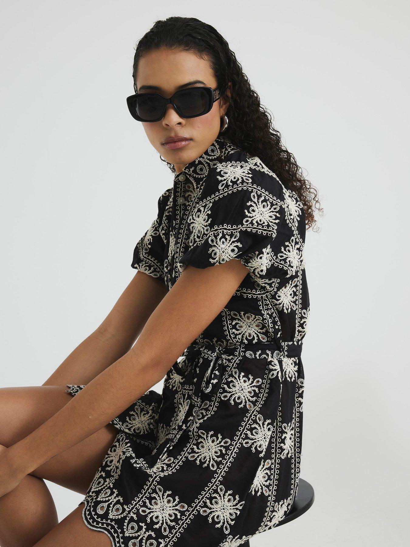 river island black crochet dress Black Crochet Shift Dress