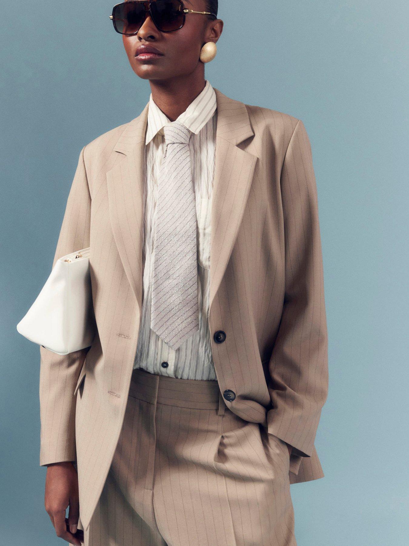 Image 2 of 6 of River Island Structured Oversized Blazer - Beige