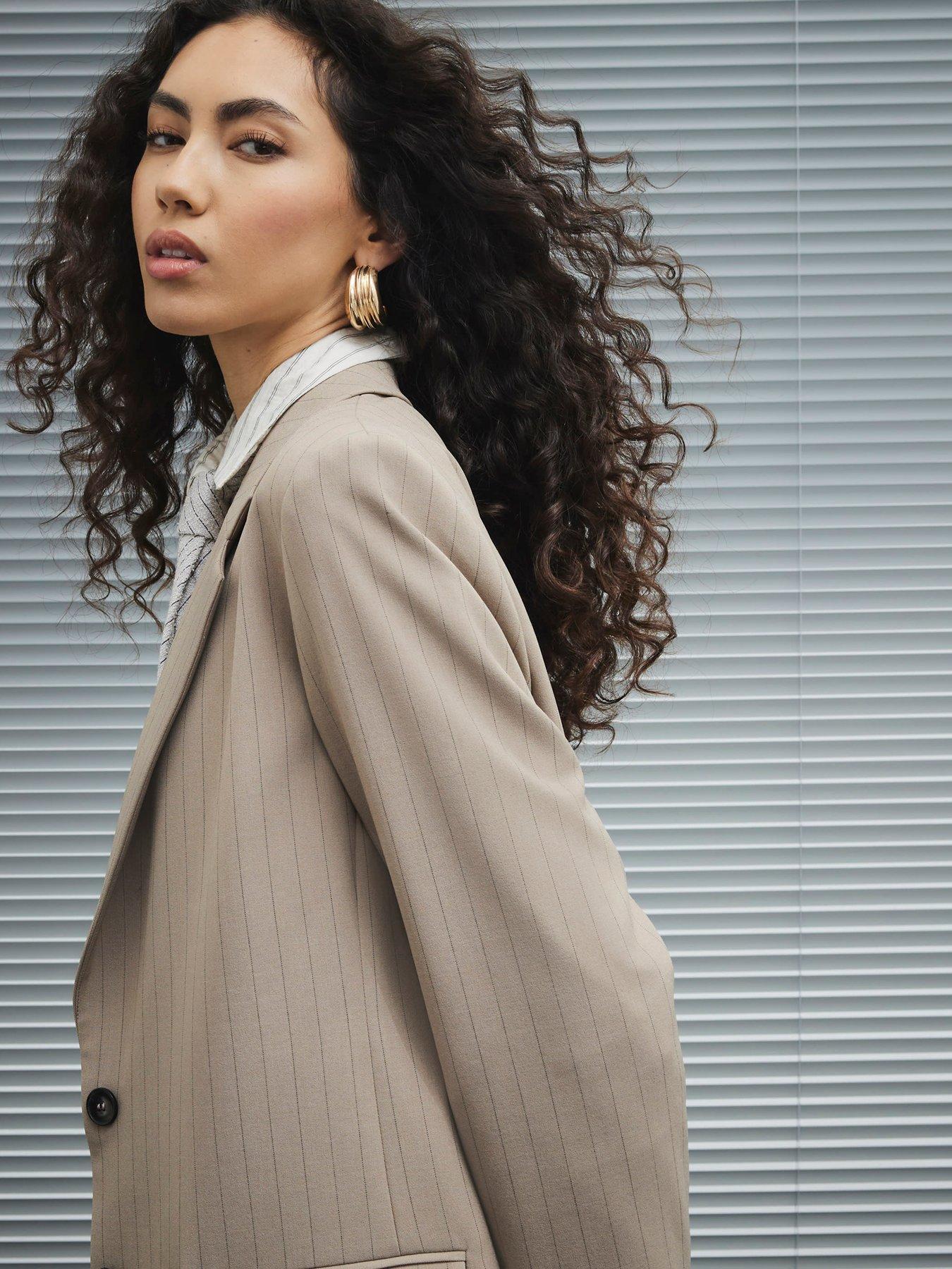 Image 5 of 6 of River Island Structured Oversized Blazer - Beige
