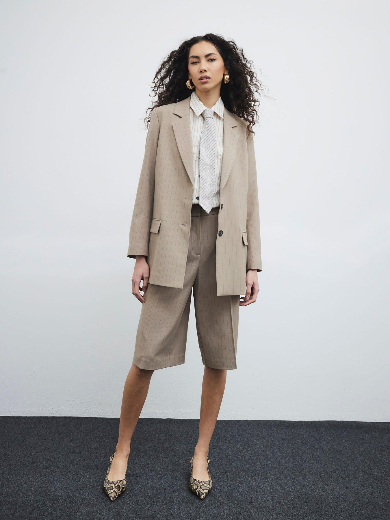 Image 6 of 6 of River Island Structured Oversized Blazer - Beige
