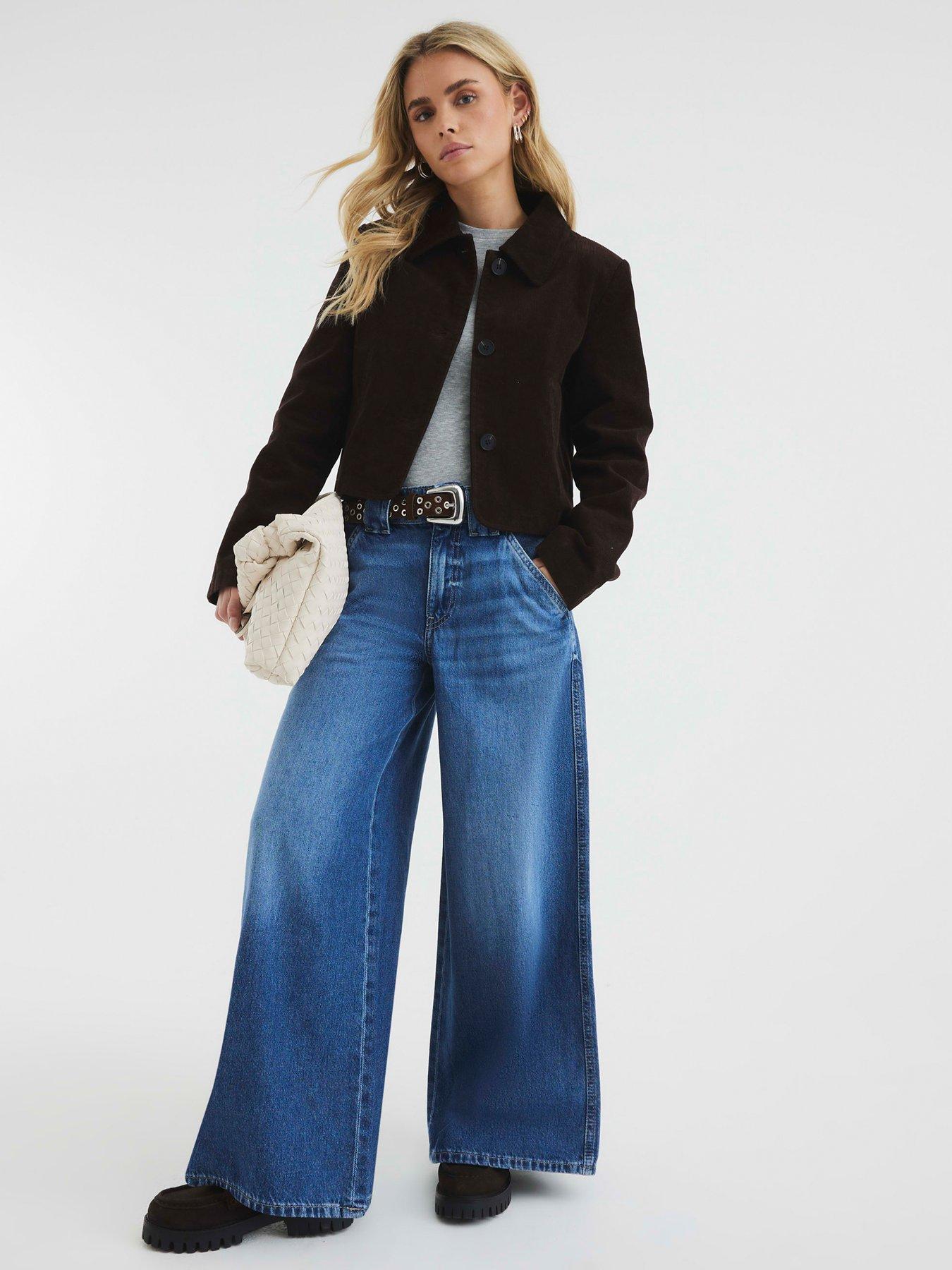 undefined Petite Palazzo Wide Leg Jean - Medium Denim