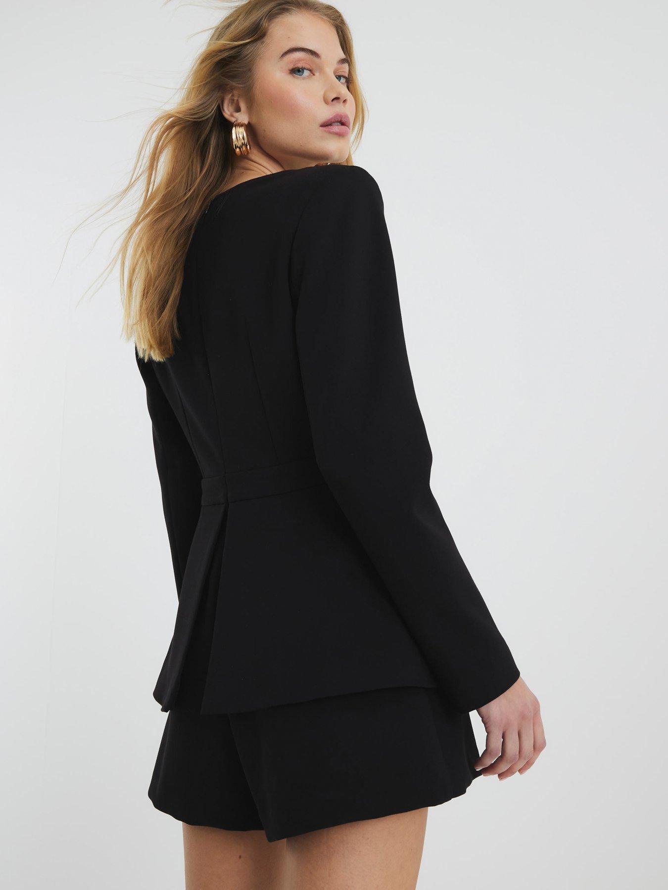 Image 2 of 5 of River Island Peplum Playsuit - Black