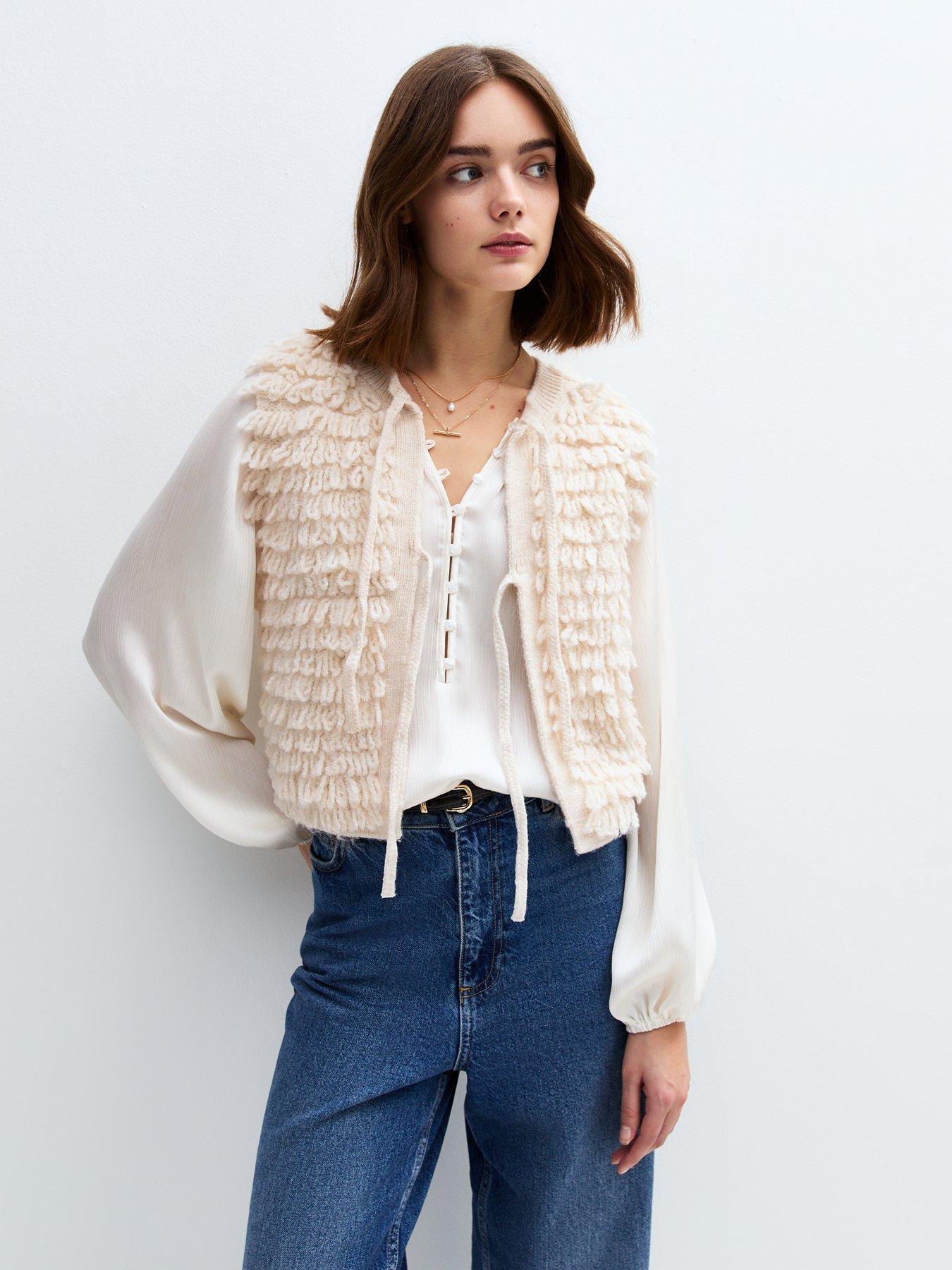 New Look Loop Knit Waistcoat Cream Very