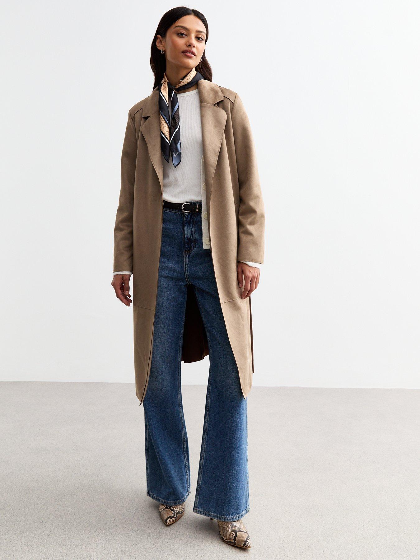 undefined Tan Unlined Belted Faux Suede Jacket - Brown