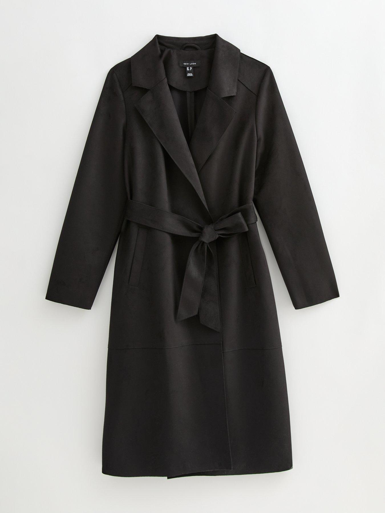 Belted Coat Black Faux Suede Coat New Look Belted Faux Suede