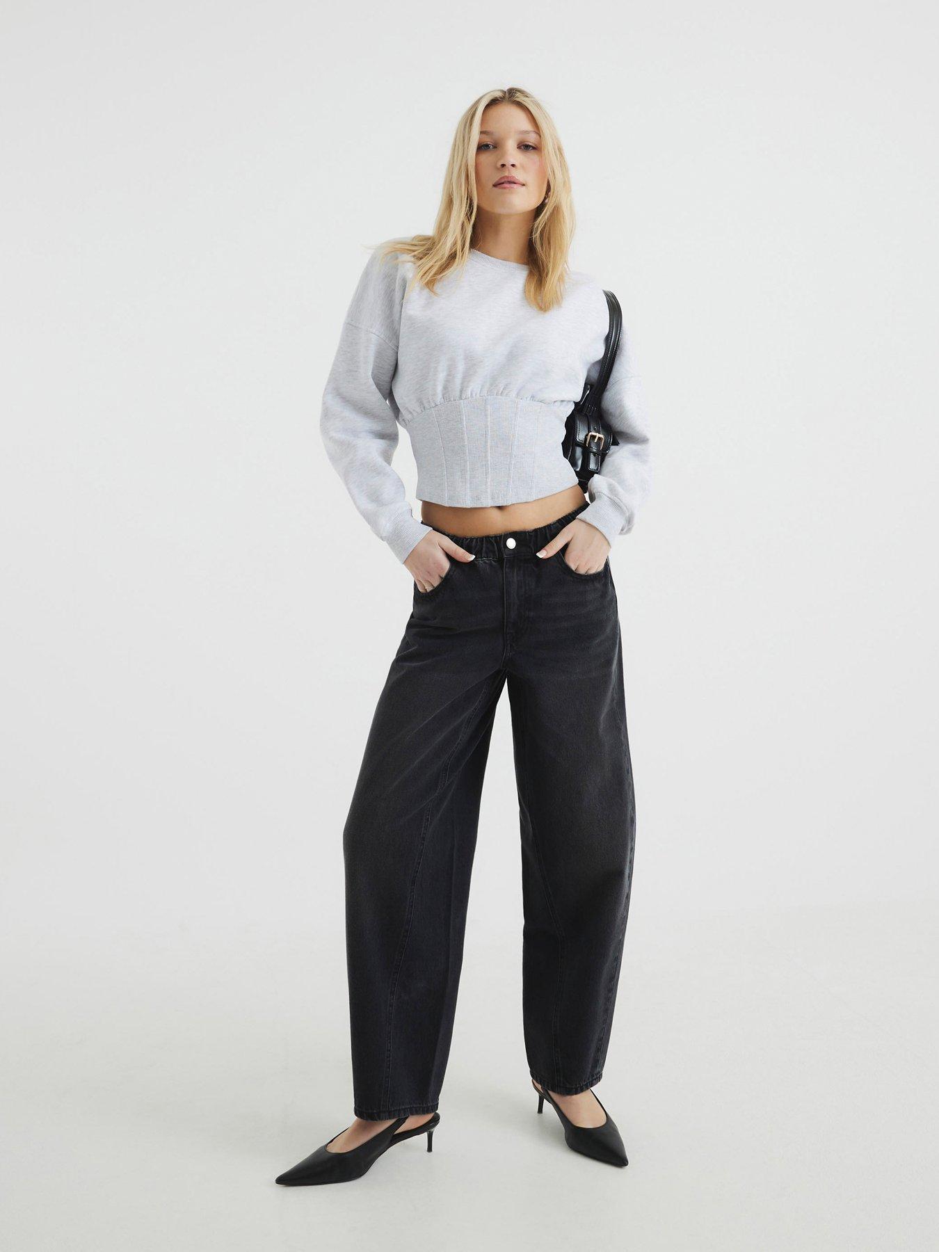 undefined Elasticated Barrel Jean - Black