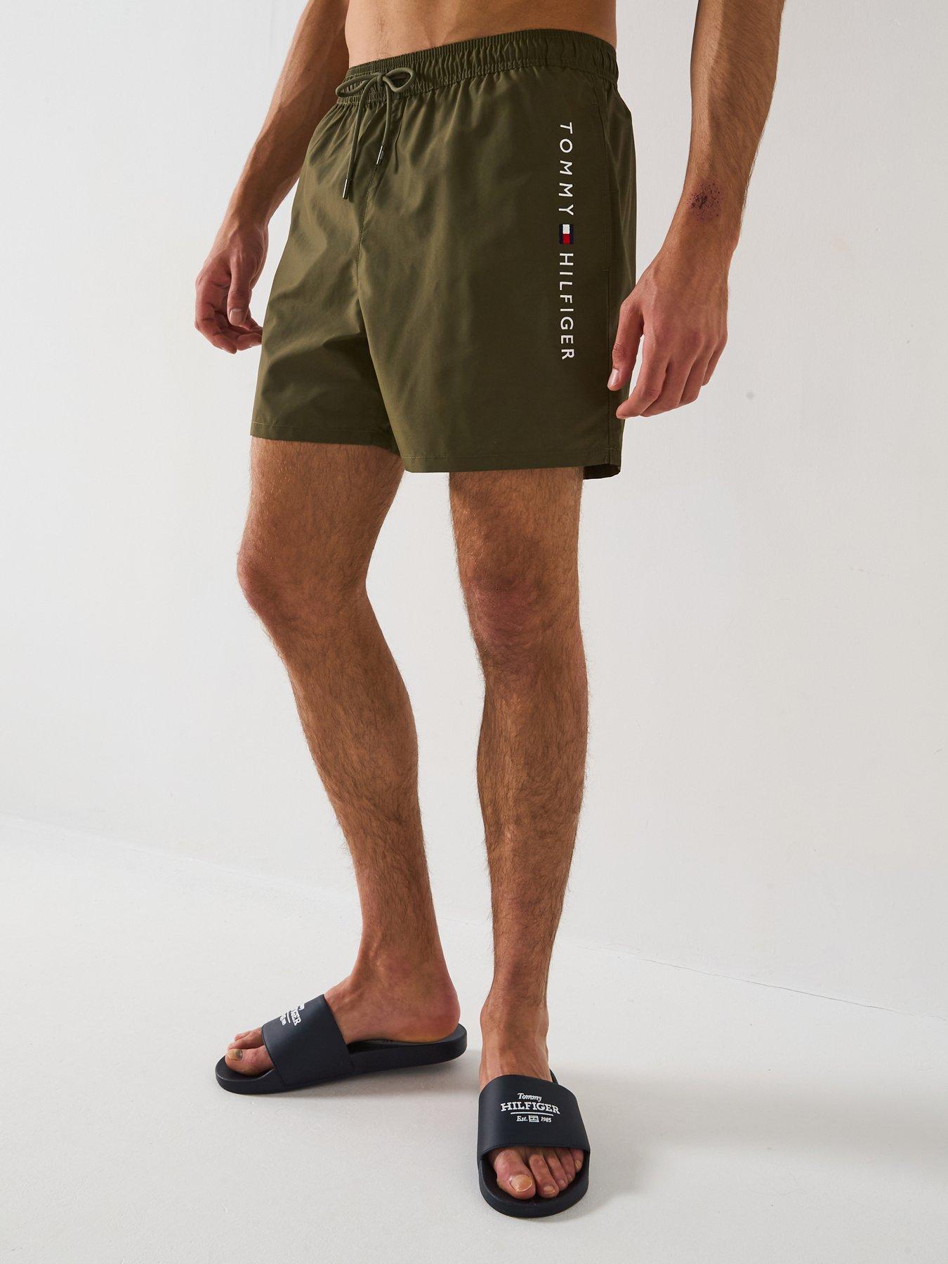 undefined Side Linear Logo Swim Shorts - Khaki