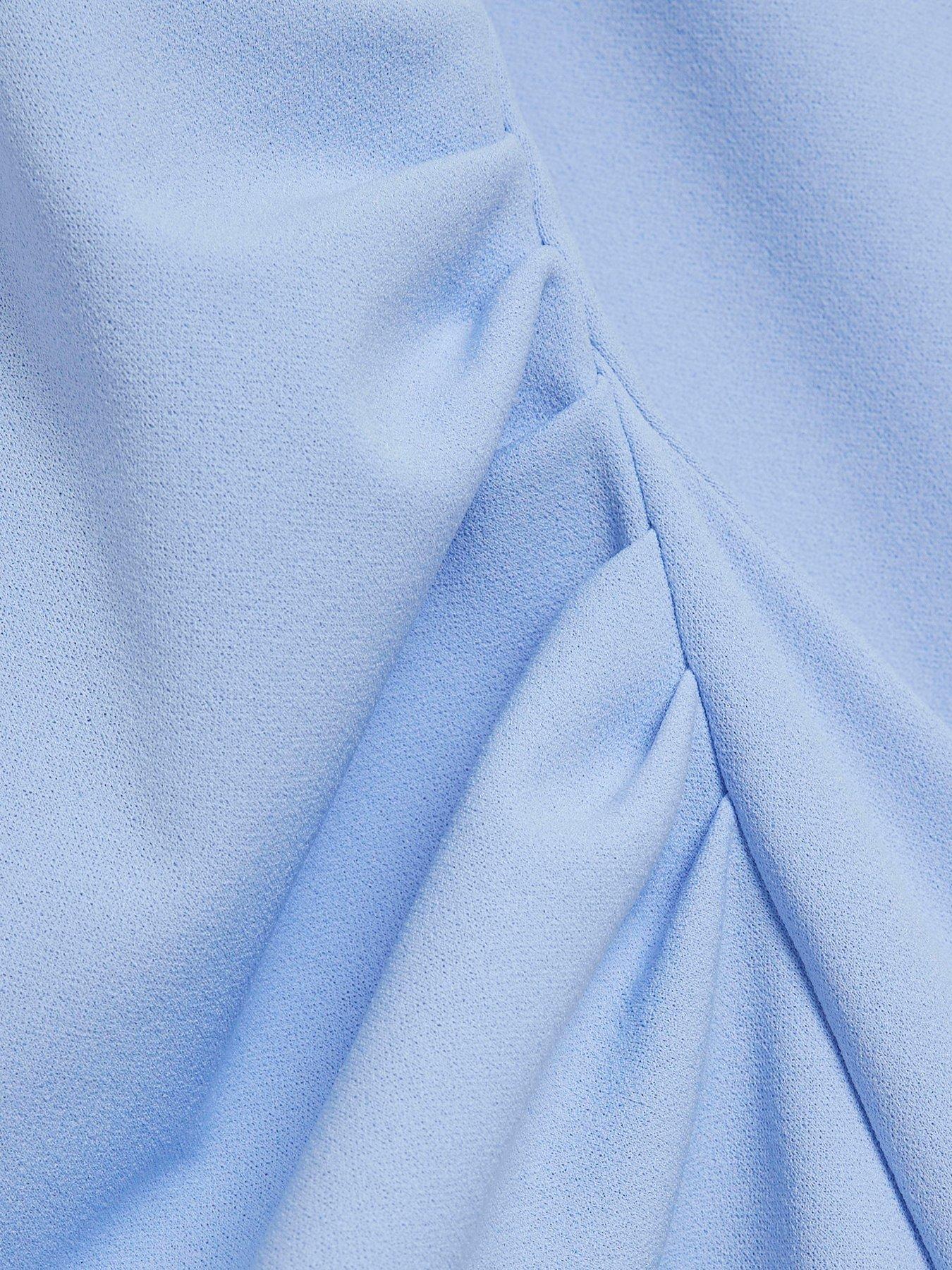 Image 6 of 6 of River Island Square Neck A-Line Mini Dress - Light Blue