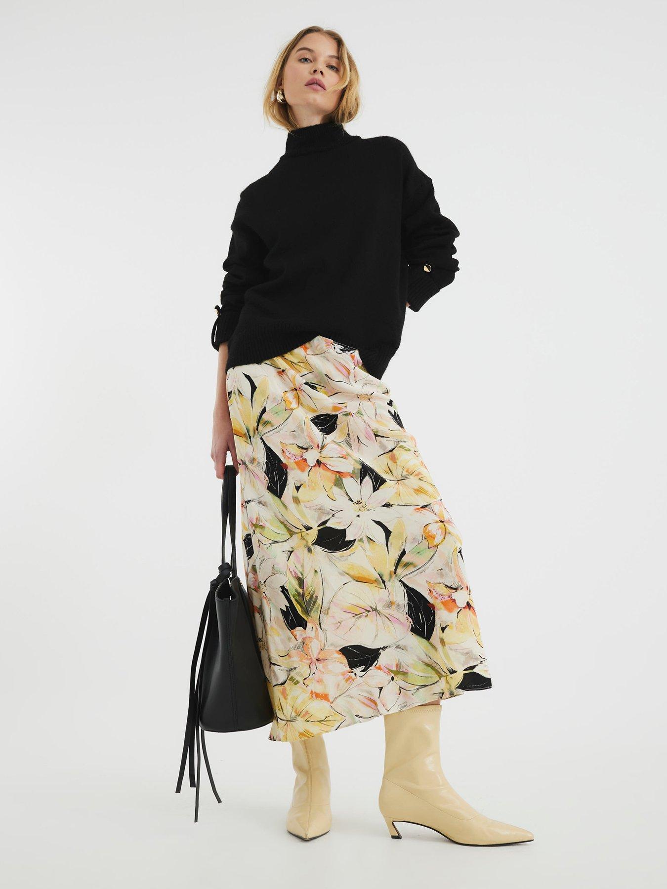 undefined Floral Bias Skirt - Yellow