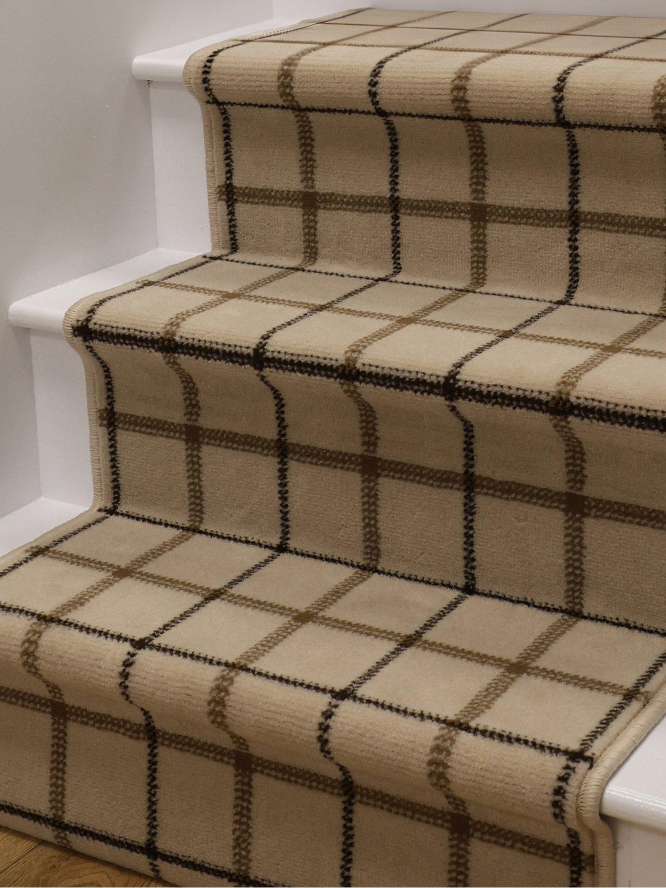 undefined Taupe Check Stair Runner
