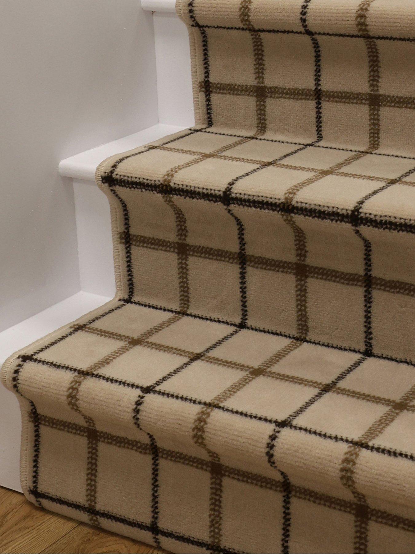 undefined Taupe Check Stair Runner