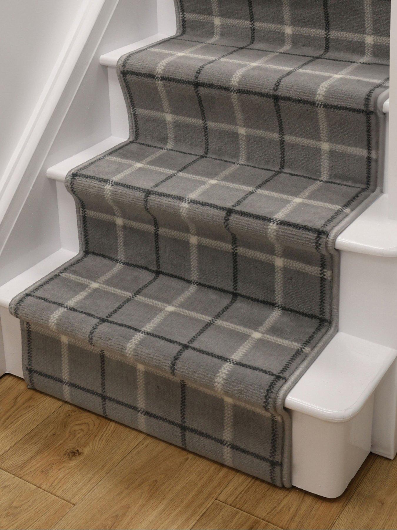 undefined Grey Check Stair Runner