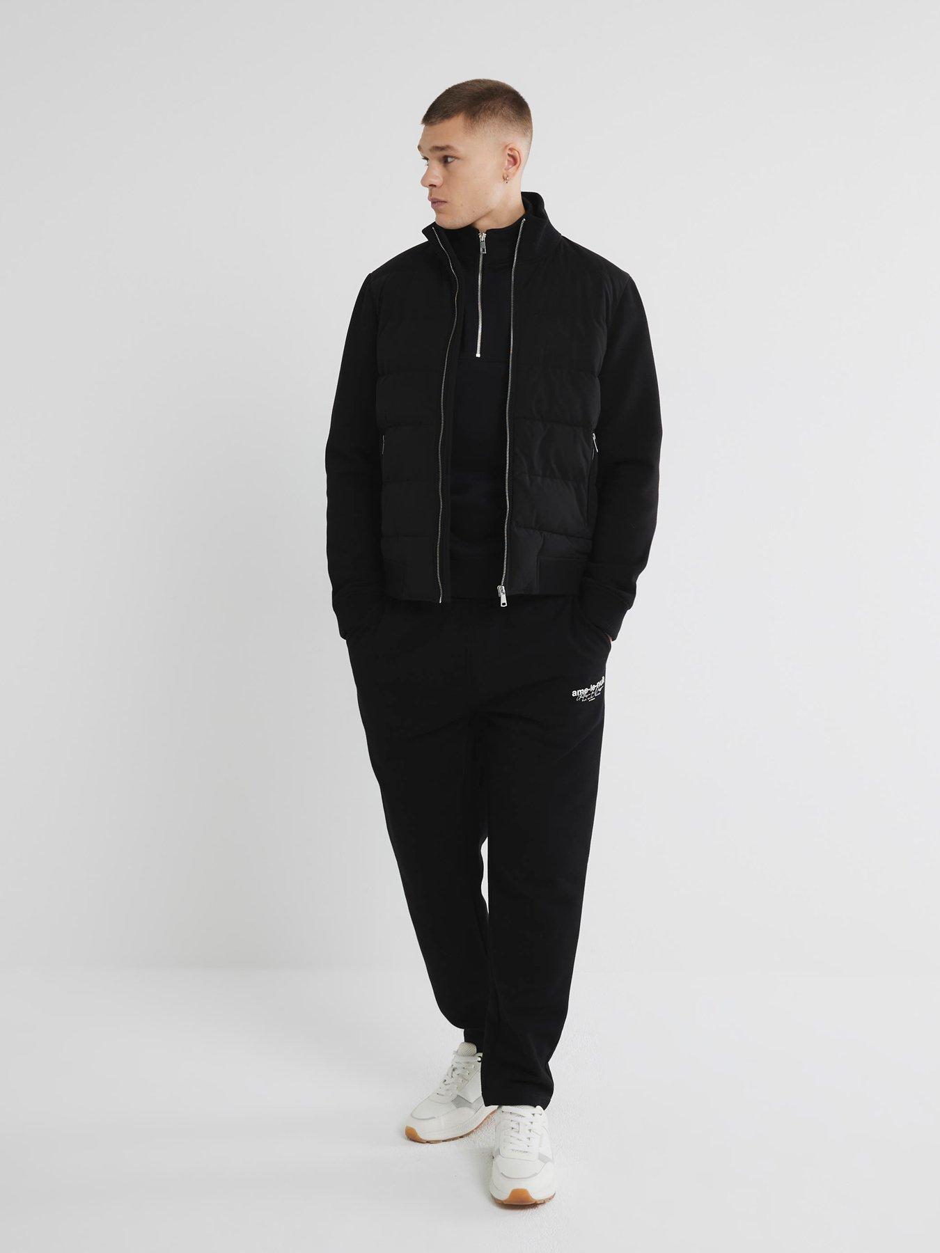 Black Quilted Funnel Neck Jacket